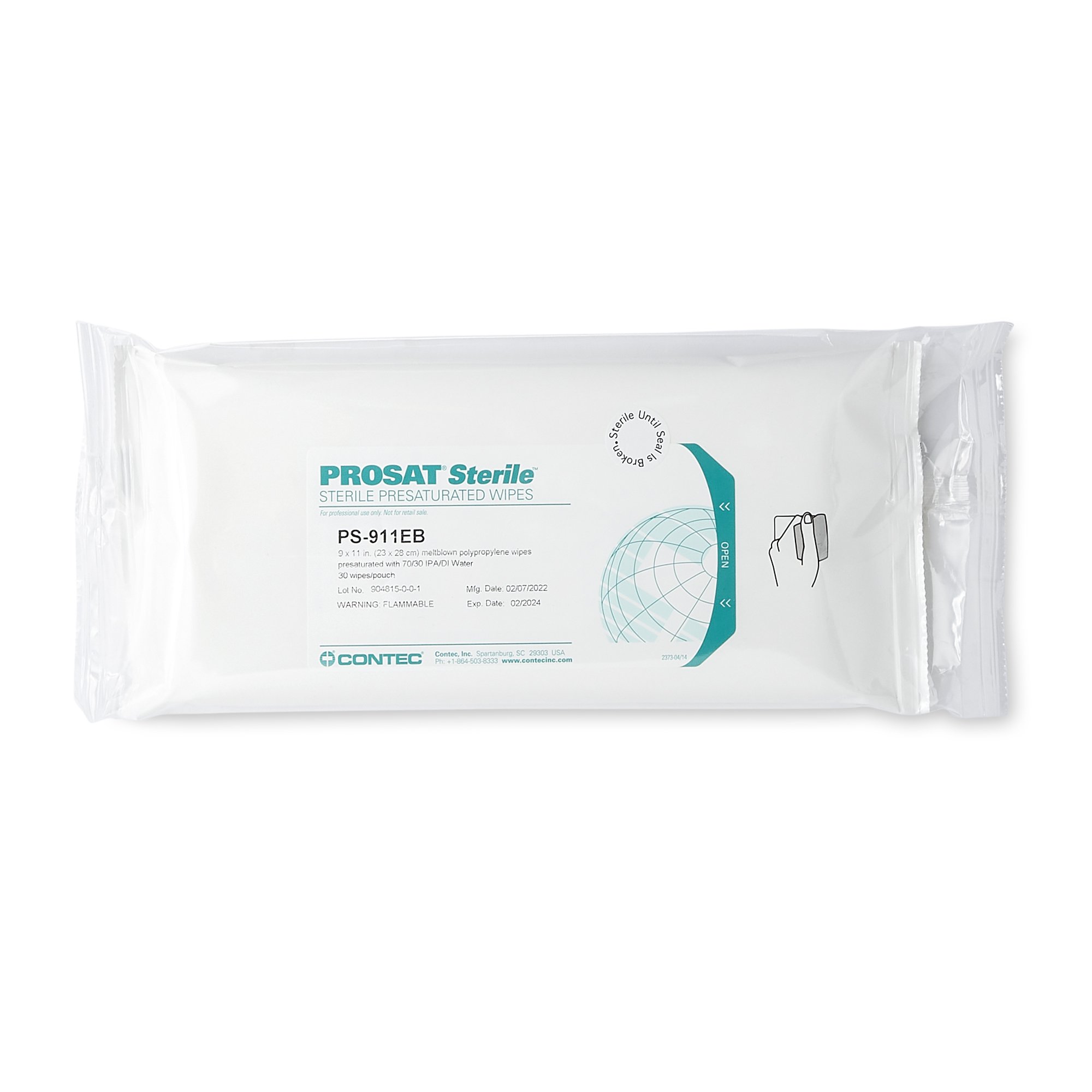 Contec Inc - PS-911EB PROSAT® Sterile™ PreSaturated Cleanroom Wipe