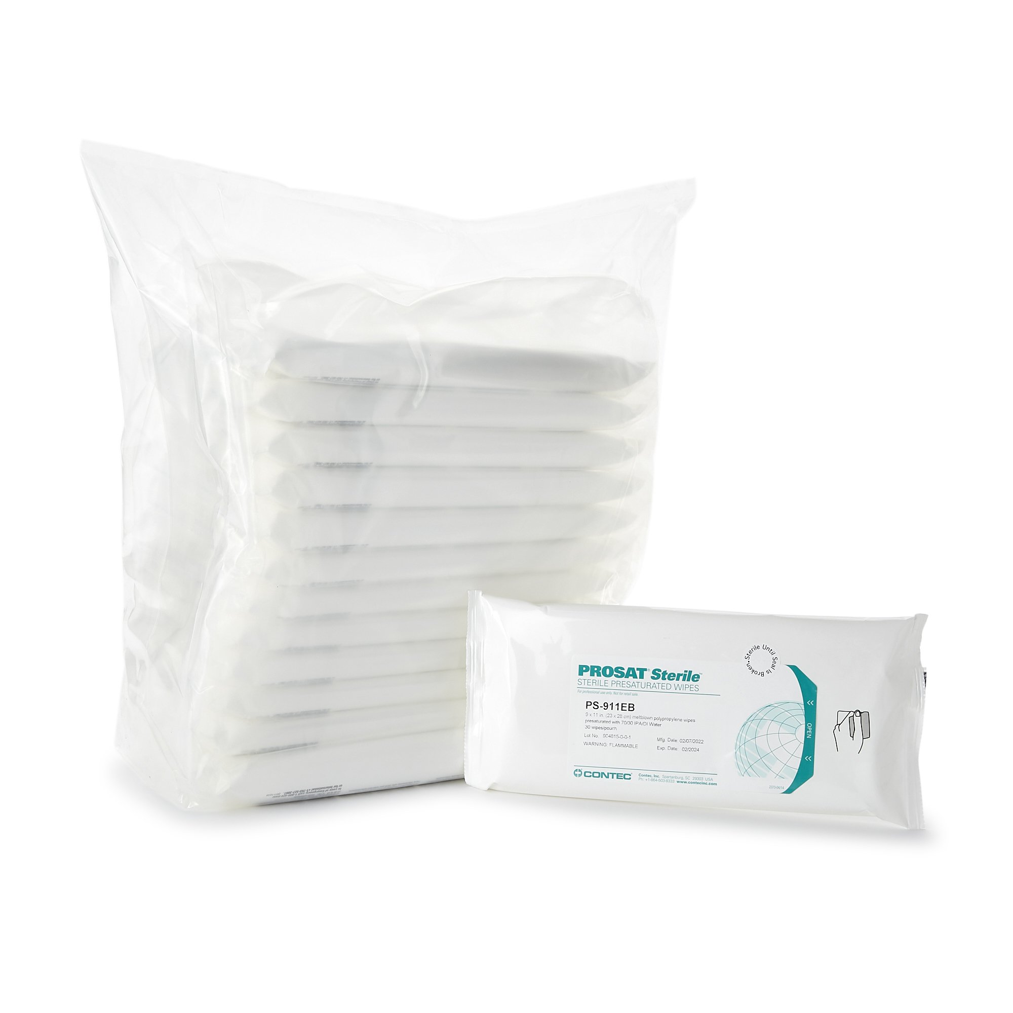 Contec Inc - PS-911EB PROSAT® Sterile™ PreSaturated Cleanroom Wipe