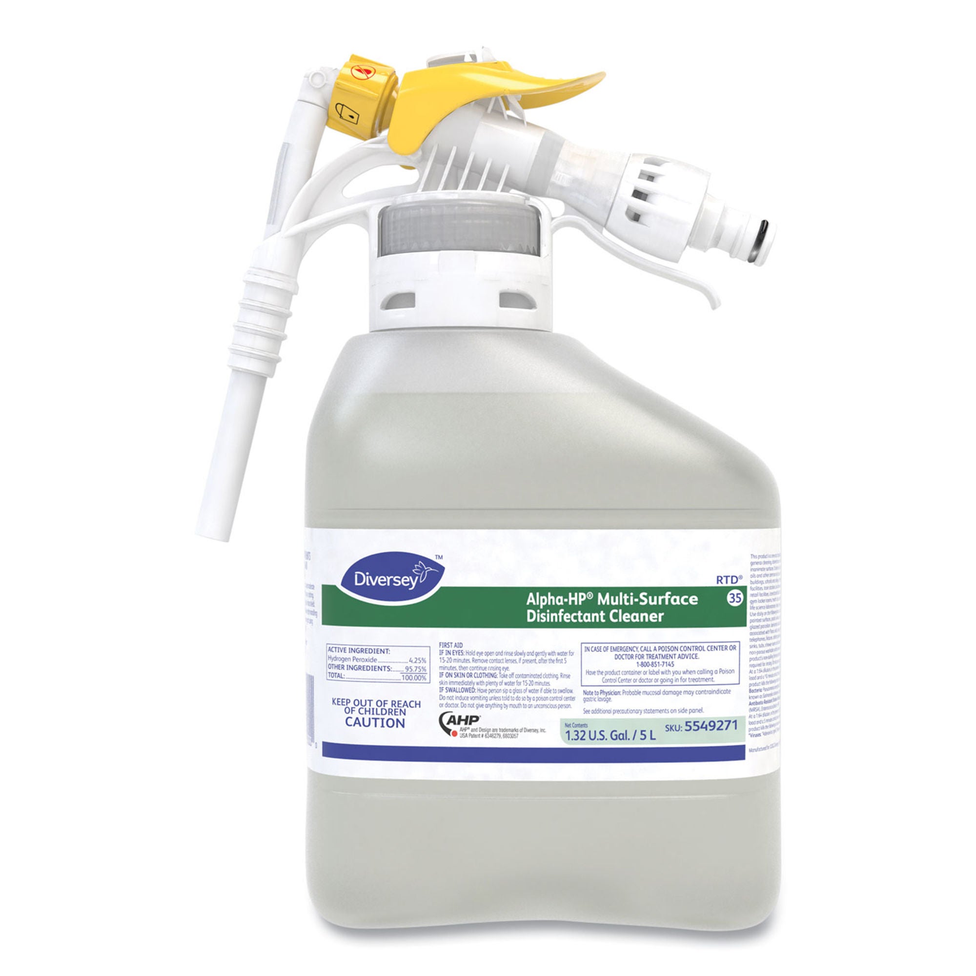 Essendant Co-United Stationers - DVO5549271 Surface Disinfectant Cleaner Diversey™ Alpha-HP® Peroxide Based RTD® Dispensing System Liquid Concentrate 5 Liter Bottle Citrus Scent NonSterile