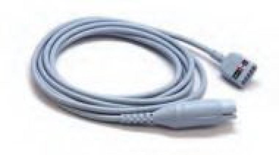 Mindray USA - 0012-00-1502-01 ECG Cable 4mm dia. X 10 Foot, Gray, TPU Jacket, Adult, 3/5-Leads, Twin Pin Proximal Connector, Round, 6-Pin Connector, Keyed Distal Connector For Passport 2, Spectrum, Spectrum OR Patient Monitor