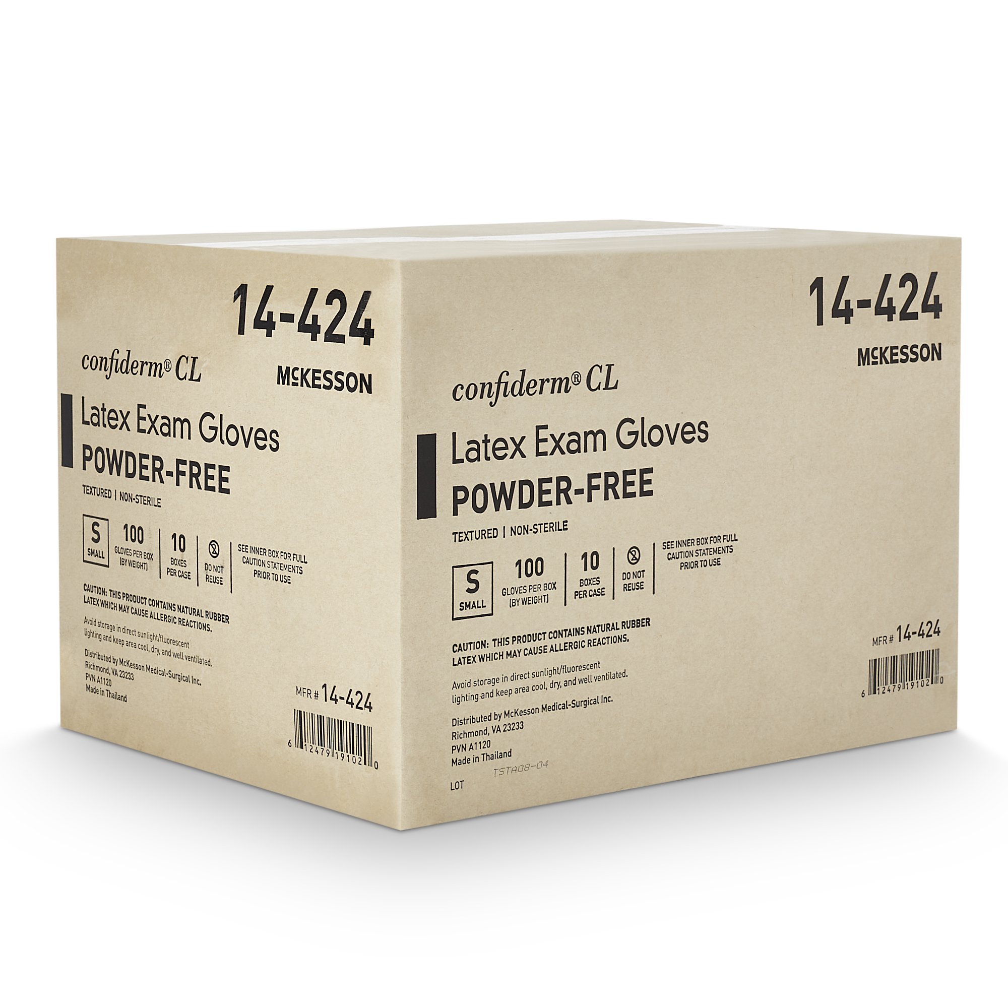 McKesson Brand 14-424 - McKesson Confiderm® CL Latex Exam Glove, Small, Ivory - 100/Box, 1000/Case