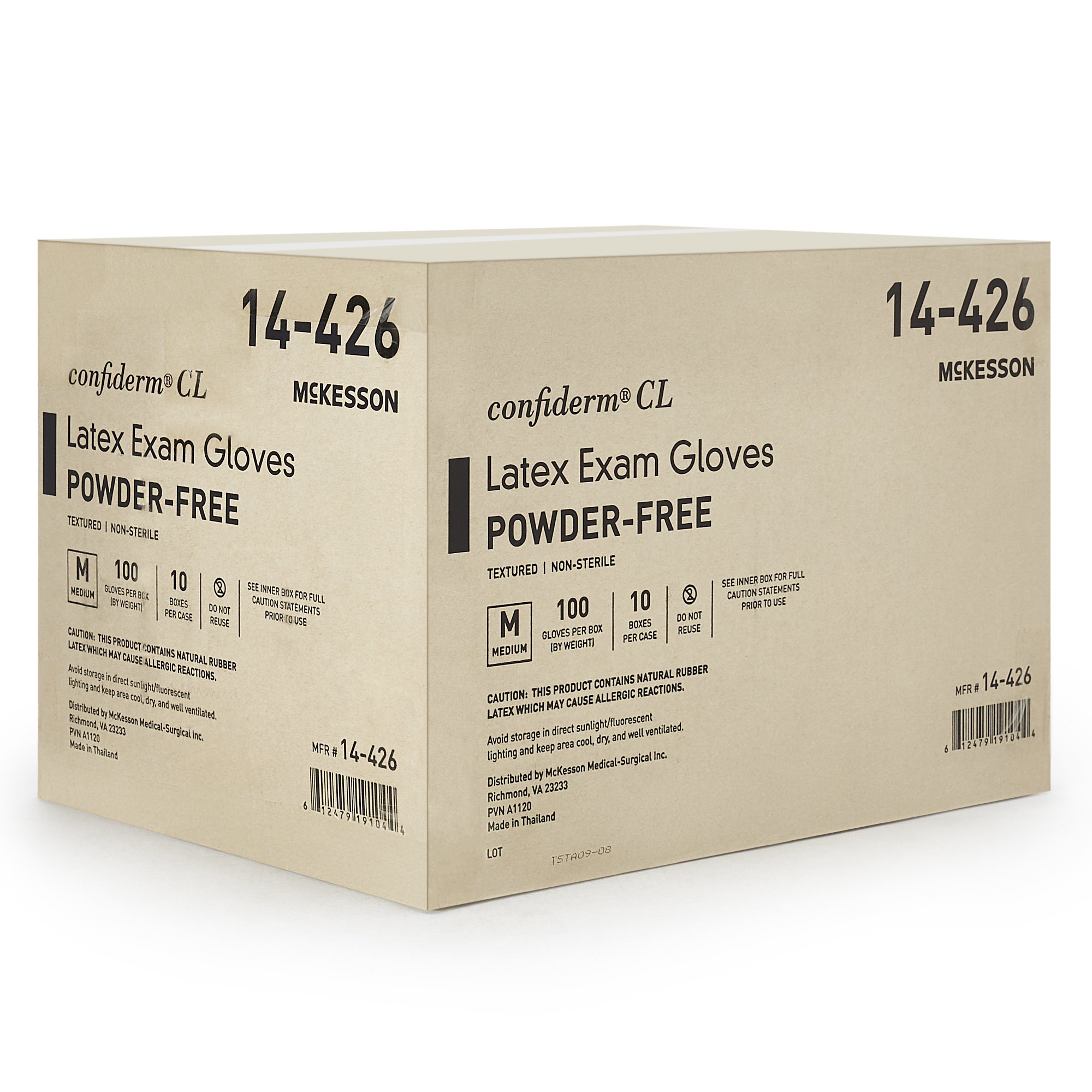 McKesson Brand 14-426 - McKesson Confiderm® CL Latex Exam Glove, Medium, Ivory - 100/Box, 1000/Case