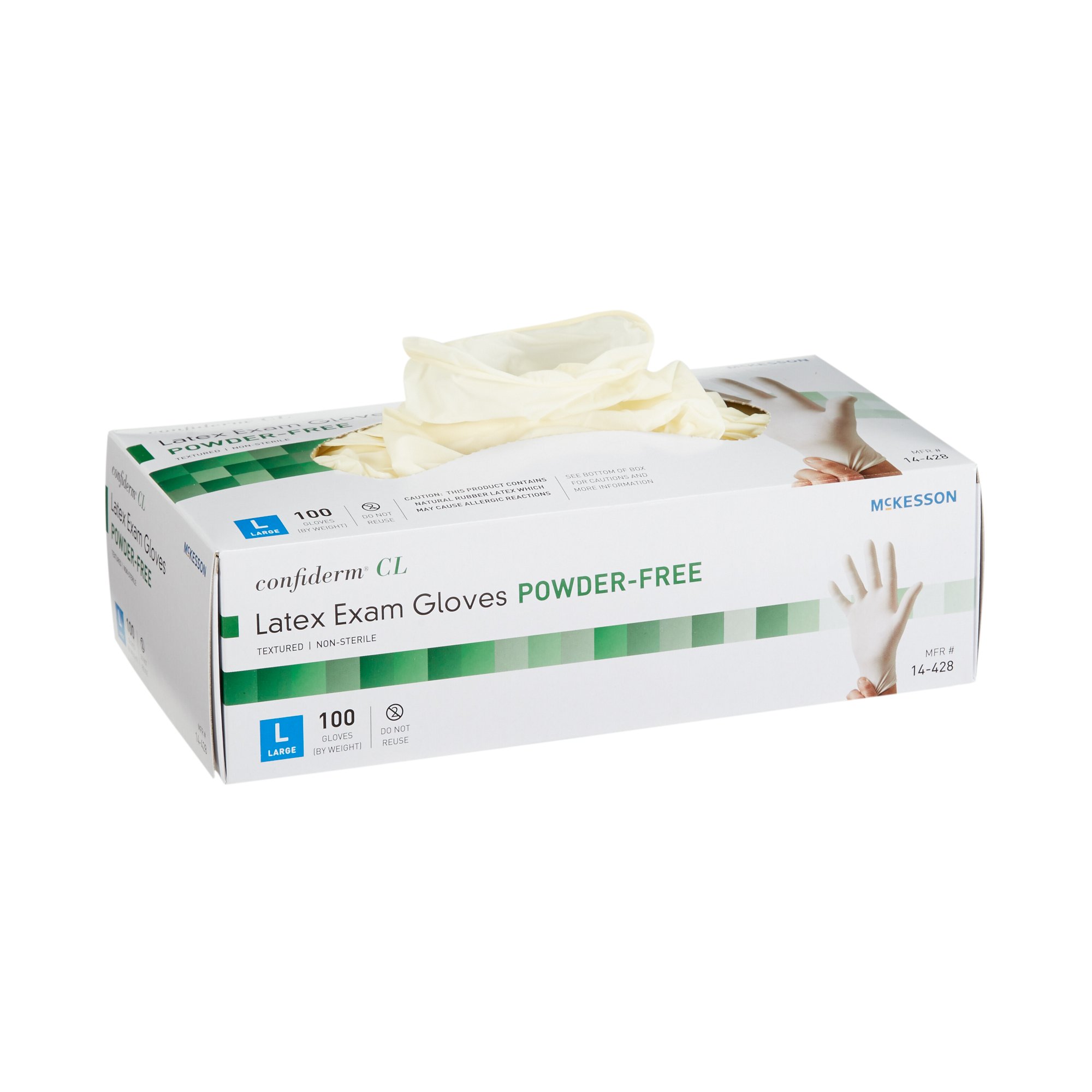 McKesson Brand 14-428 - McKesson Confiderm® CL Latex Exam Glove, Large, Ivory - 100/Box, 1000/Case