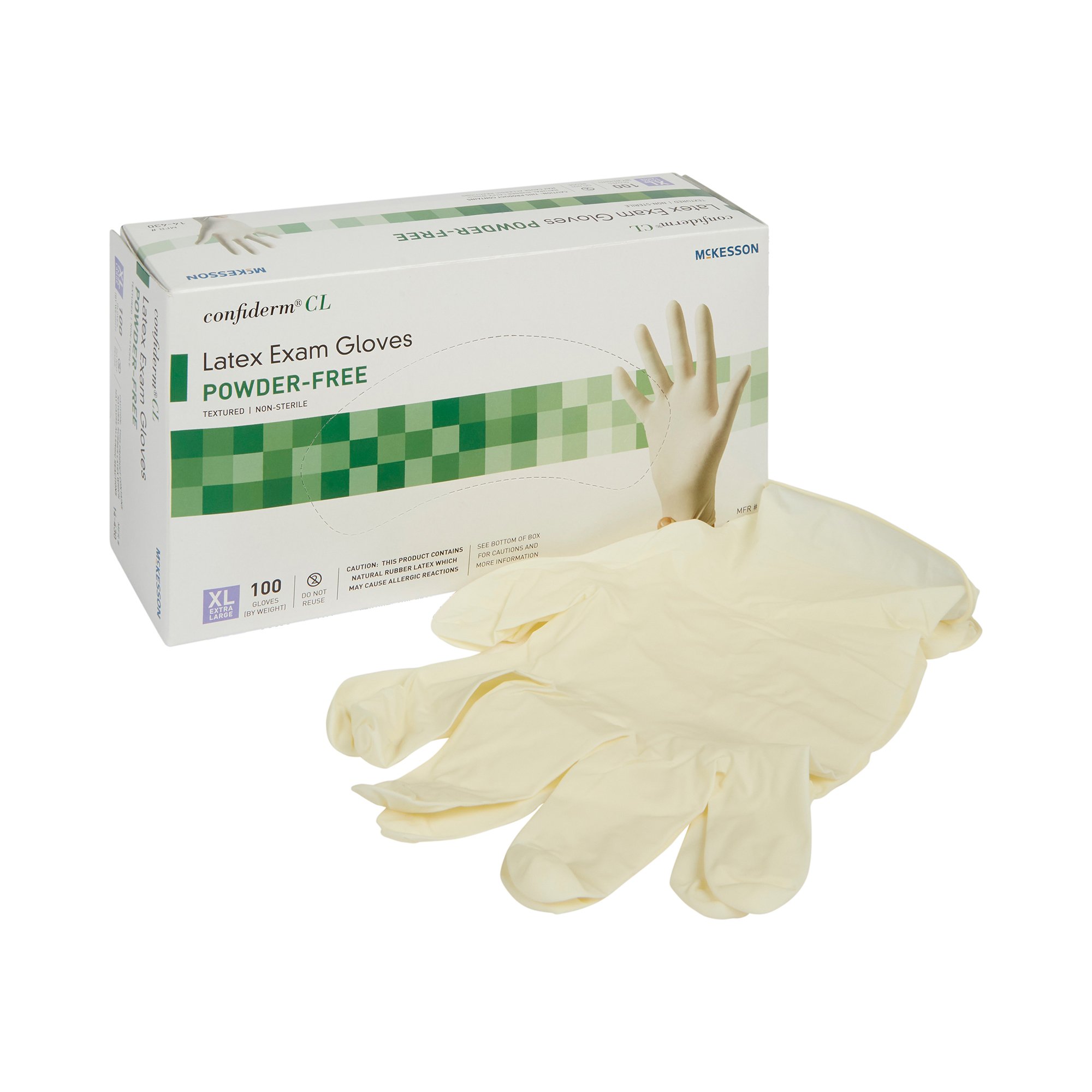 McKesson Brand 14-430 - McKesson Confiderm® CL Latex Exam Glove, Extra Large, Ivory - 100/Box, 1000/Case
