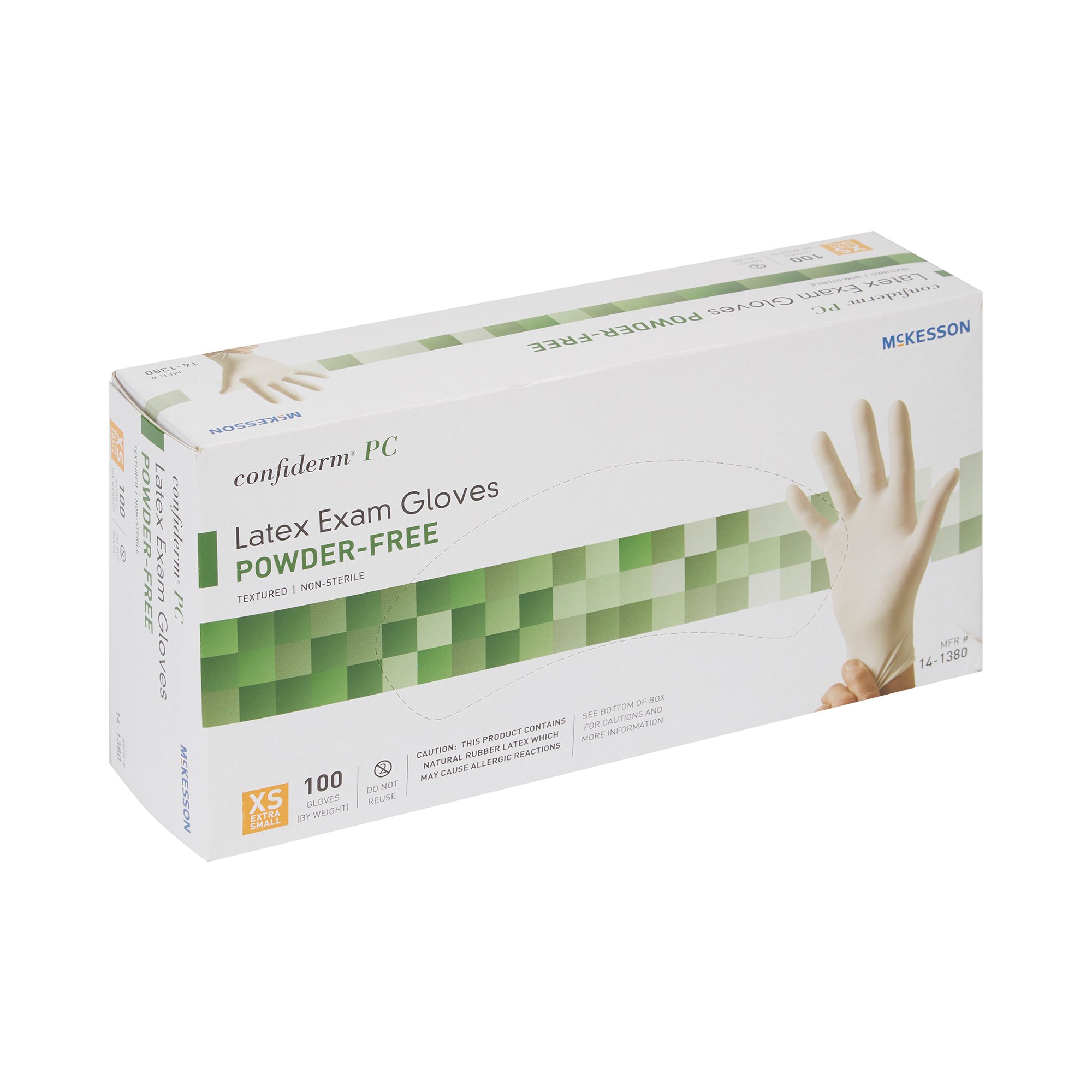 McKesson Brand 14-1380 - McKesson Confiderm® Latex Exam Glove, Extra Small, Ivory - 100/Box, 1000/Case