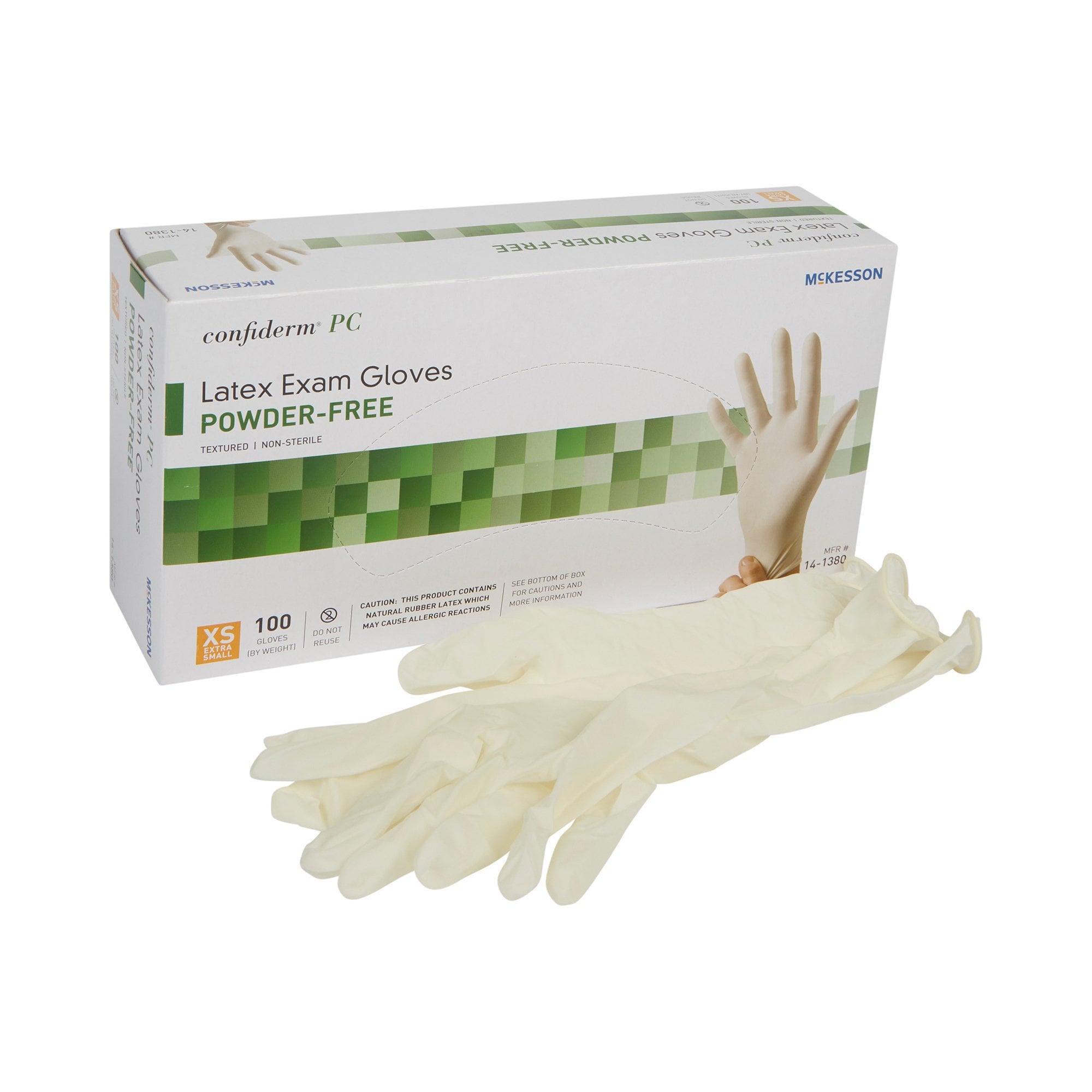 McKesson Brand 14-1380 - McKesson Confiderm® Latex Exam Glove, Extra Small, Ivory - 100/Box, 1000/Case