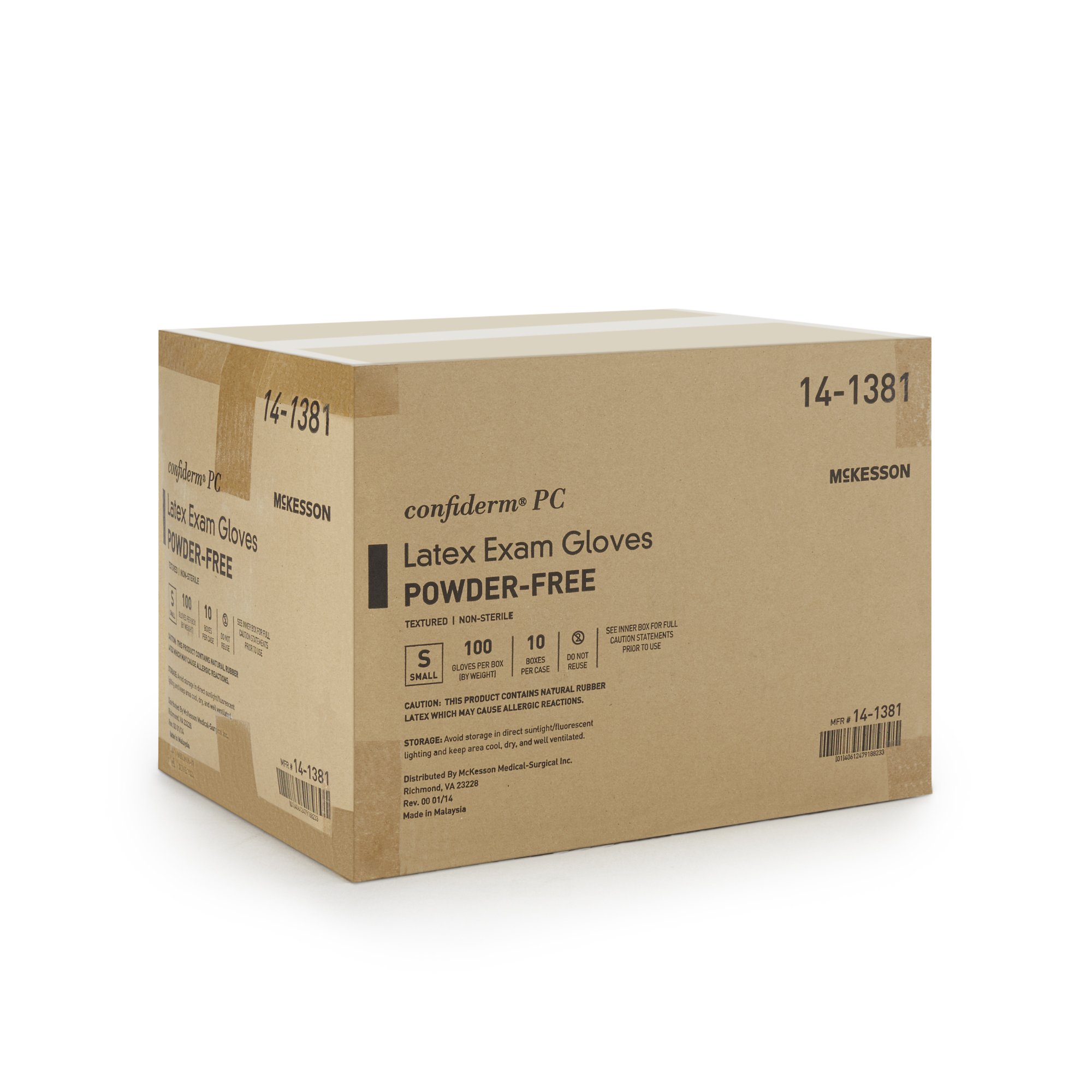 McKesson Brand 14-1381 - McKesson Confiderm® Latex Exam Glove, Small, Ivory - 100/Box, 1000/Case