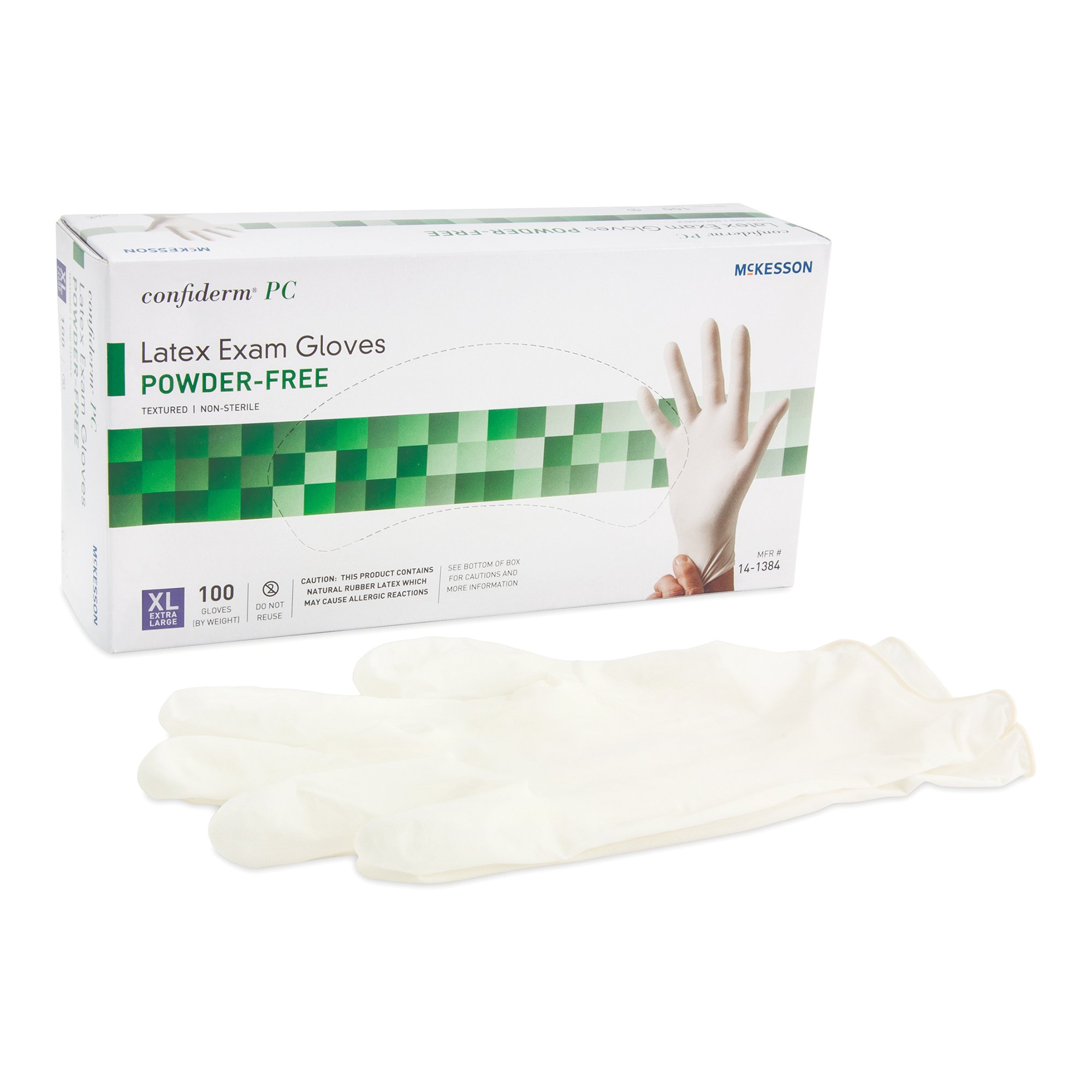 McKesson Brand 14-1384 - McKesson Confiderm® Latex Exam Glove, Extra Large, Ivory - 100/Box, 1000/Case