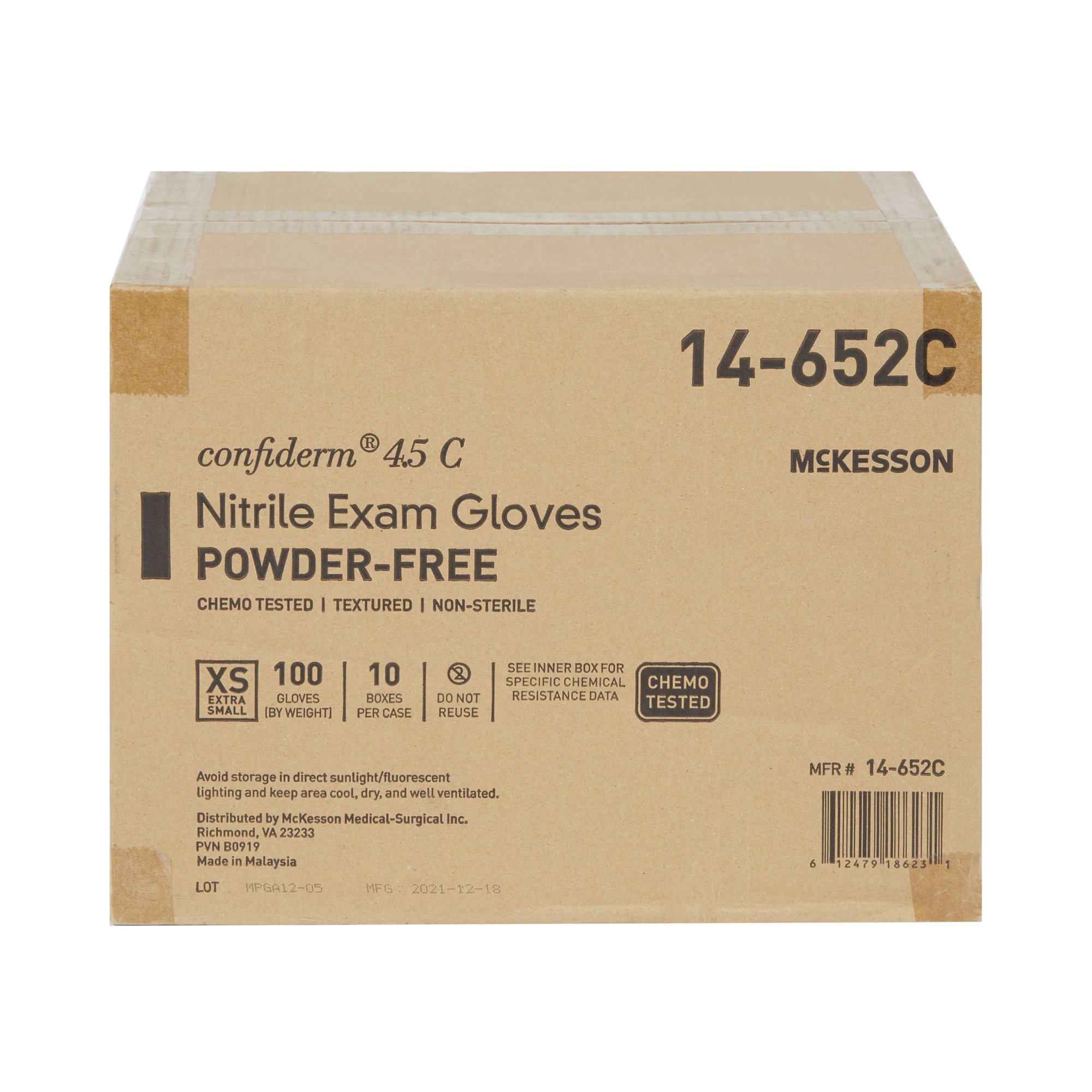McKesson Brand 14-652C - McKesson Confiderm® 4.5C Nitrile Exam Glove, Extra Small, Blue - 100/Box, 1000/Case