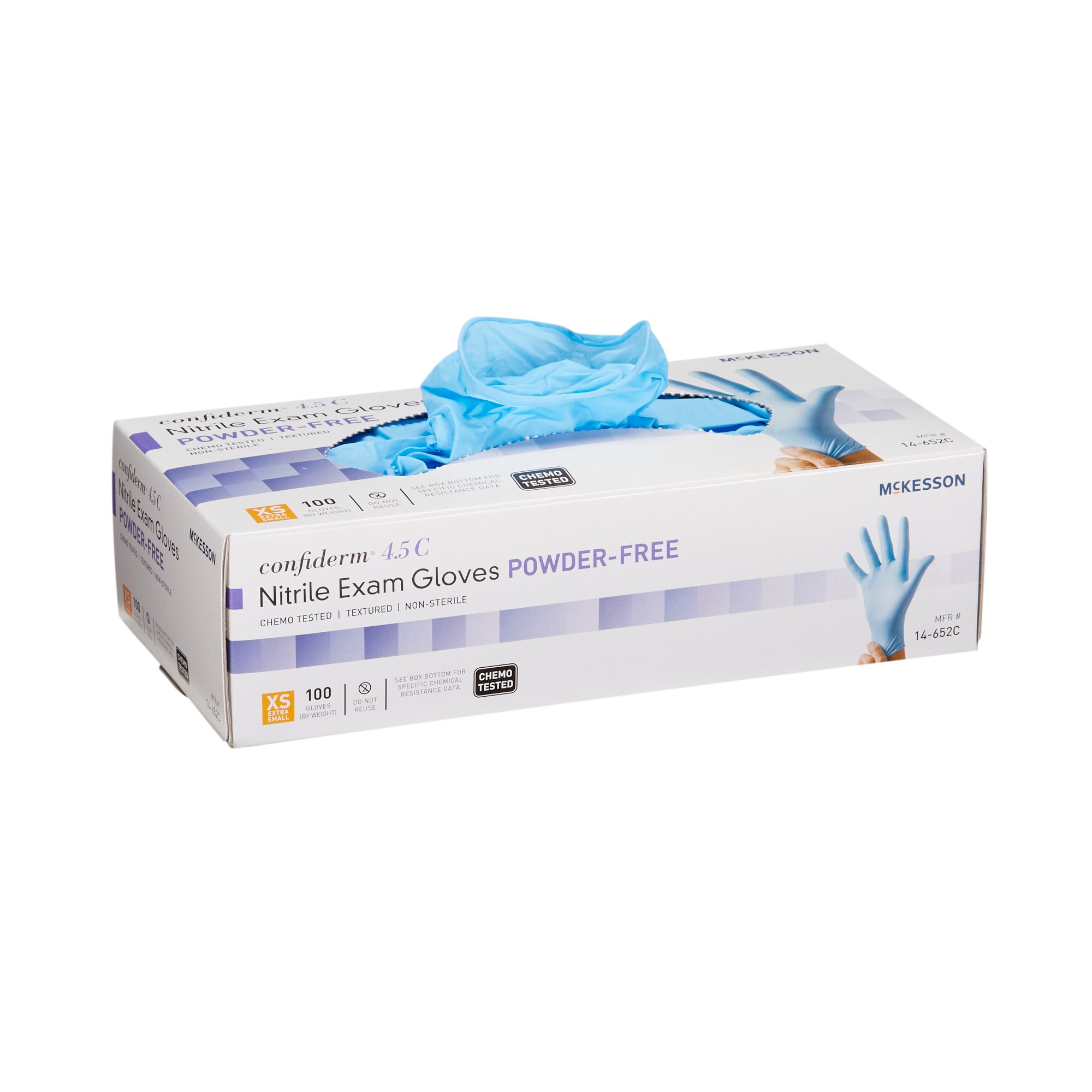 McKesson Brand 14-652C - McKesson Confiderm® 4.5C Nitrile Exam Glove, Extra Small, Blue - 100/Box, 1000/Case