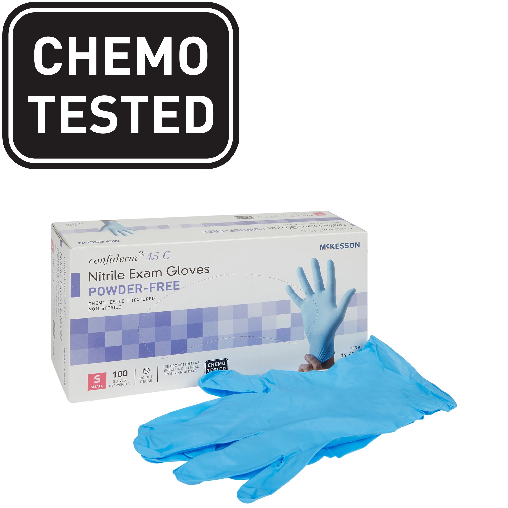 McKesson Brand 14-654C - McKesson Confiderm® 4.5C Nitrile Exam Glove, Small, Blue - 100/Box, 1000/Case