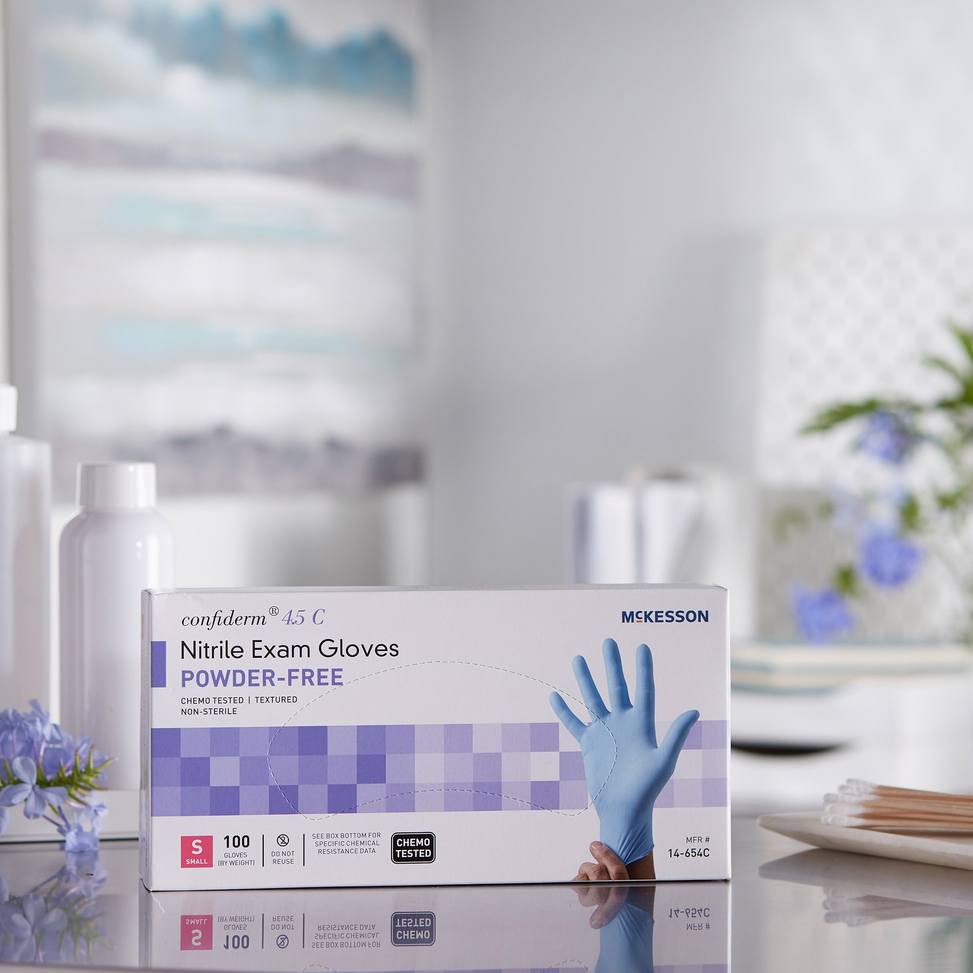 McKesson Brand 14-654C - McKesson Confiderm® 4.5C Nitrile Exam Glove, Small, Blue - 100/Box, 1000/Case