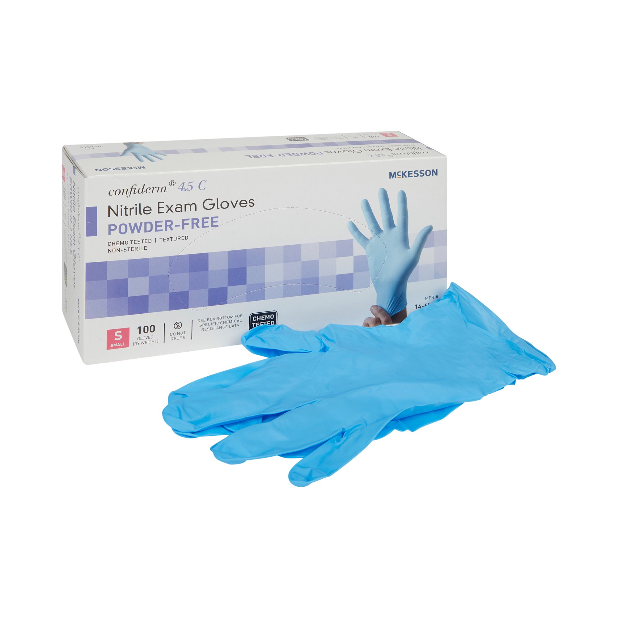 McKesson Brand 14-654C - McKesson Confiderm® 4.5C Nitrile Exam Glove, Small, Blue - 100/Box, 1000/Case