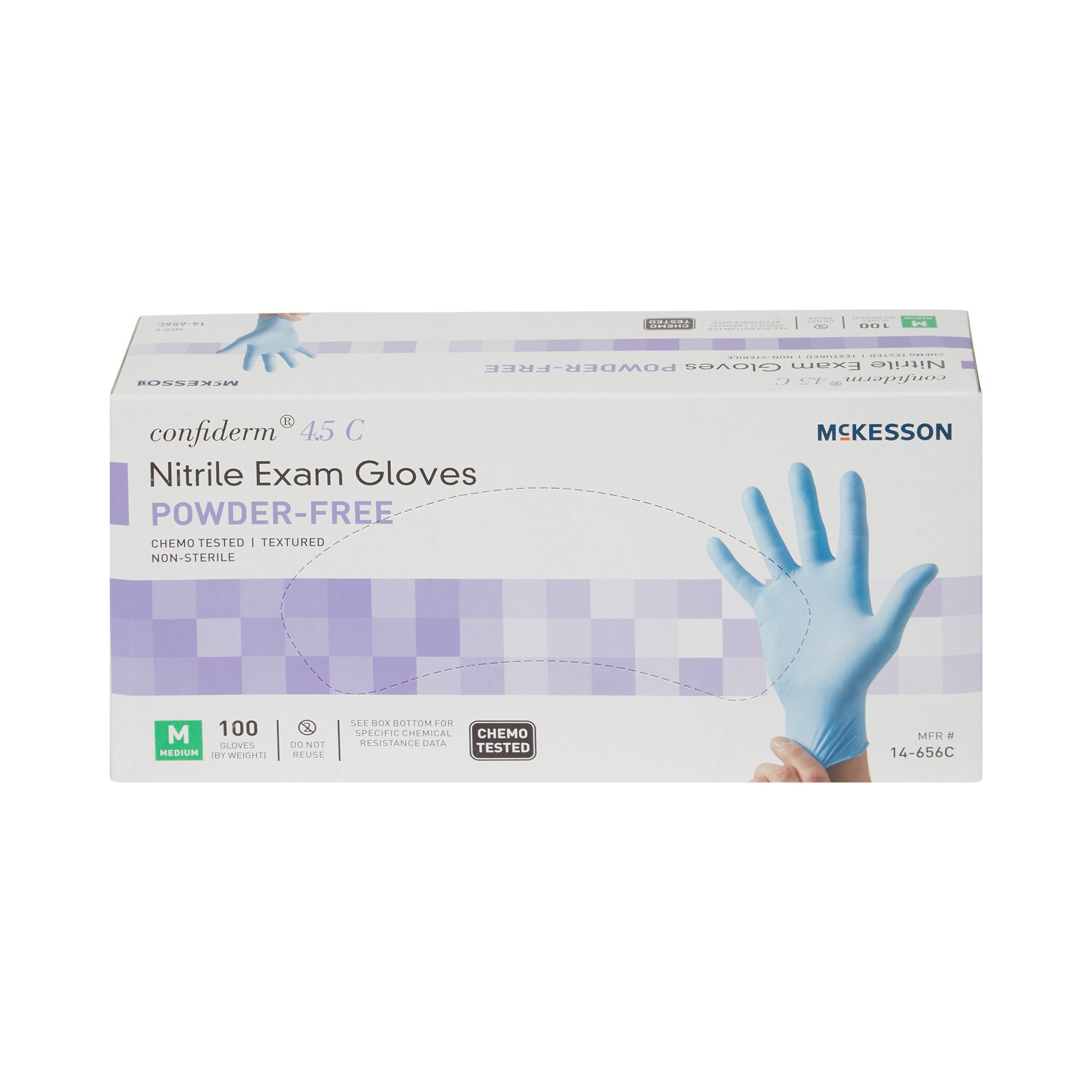McKesson Brand 14-656C - McKesson Confiderm® 4.5C Nitrile Exam Glove, Medium, Blue - 100/Box, 1000/Case