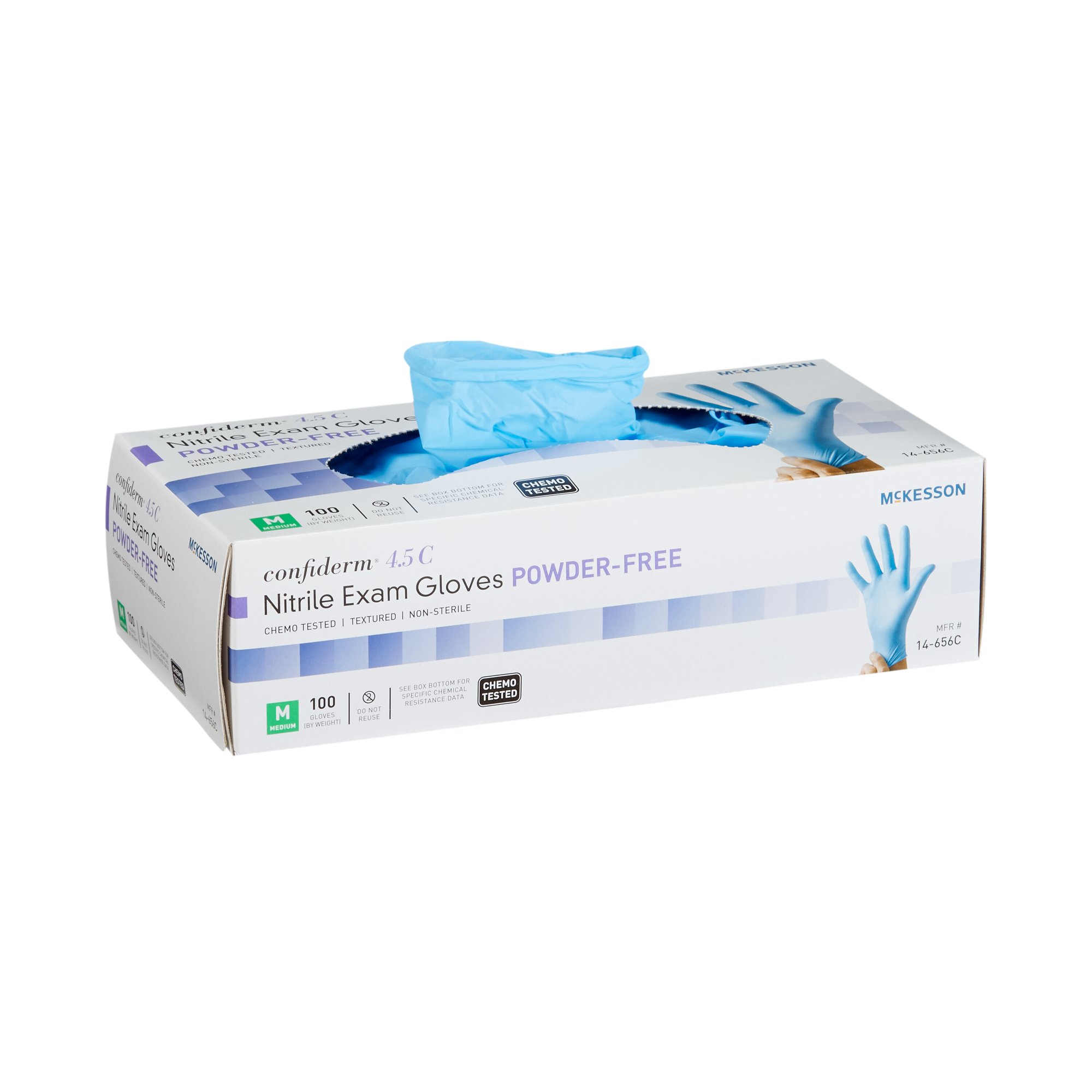 McKesson Brand 14-656C - McKesson Confiderm® 4.5C Nitrile Exam Glove, Medium, Blue - 100/Box, 1000/Case