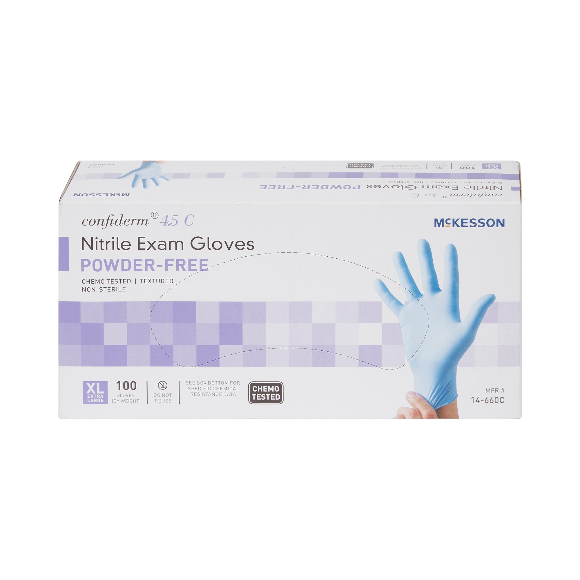 McKesson Brand 14-660C - McKesson Confiderm® 4.5C Nitrile Exam Glove, Extra Large, Blue - 100/Box, 1000/Case