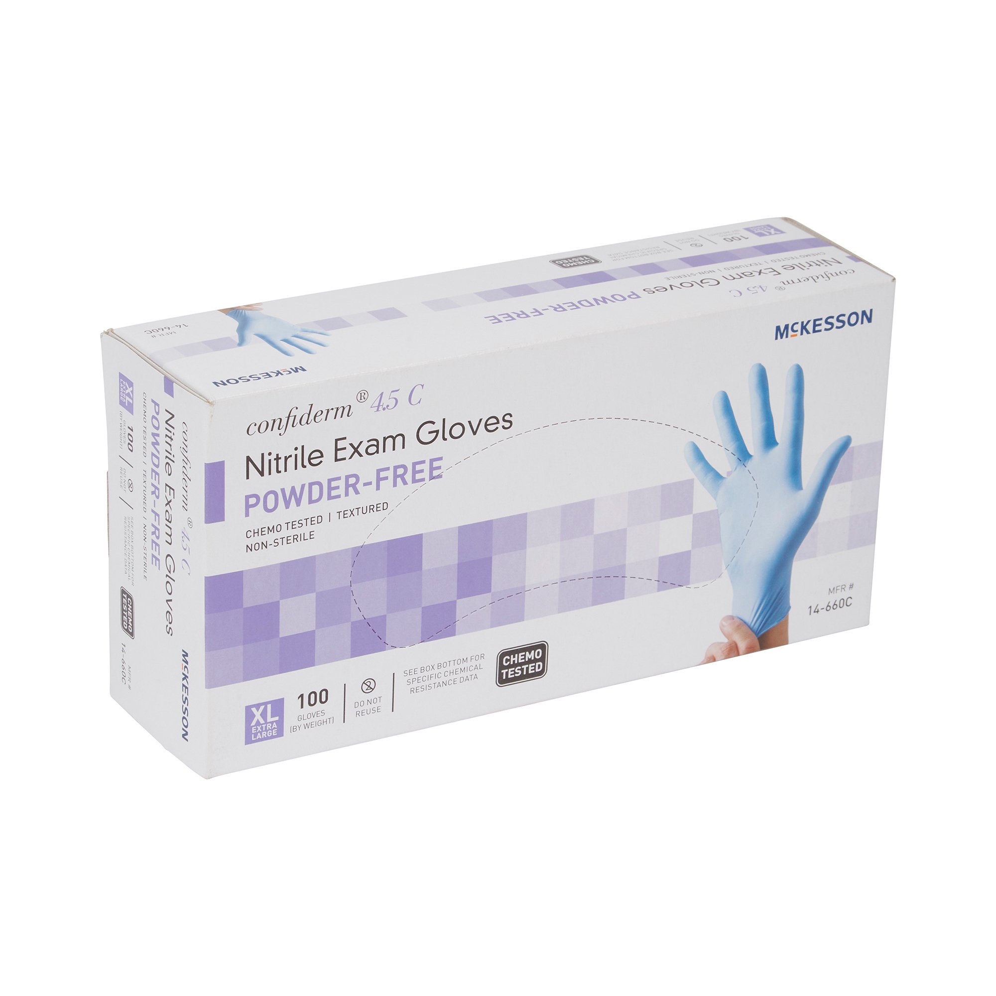 McKesson Brand 14-660C - McKesson Confiderm® 4.5C Nitrile Exam Glove, Extra Large, Blue - 100/Box, 1000/Case