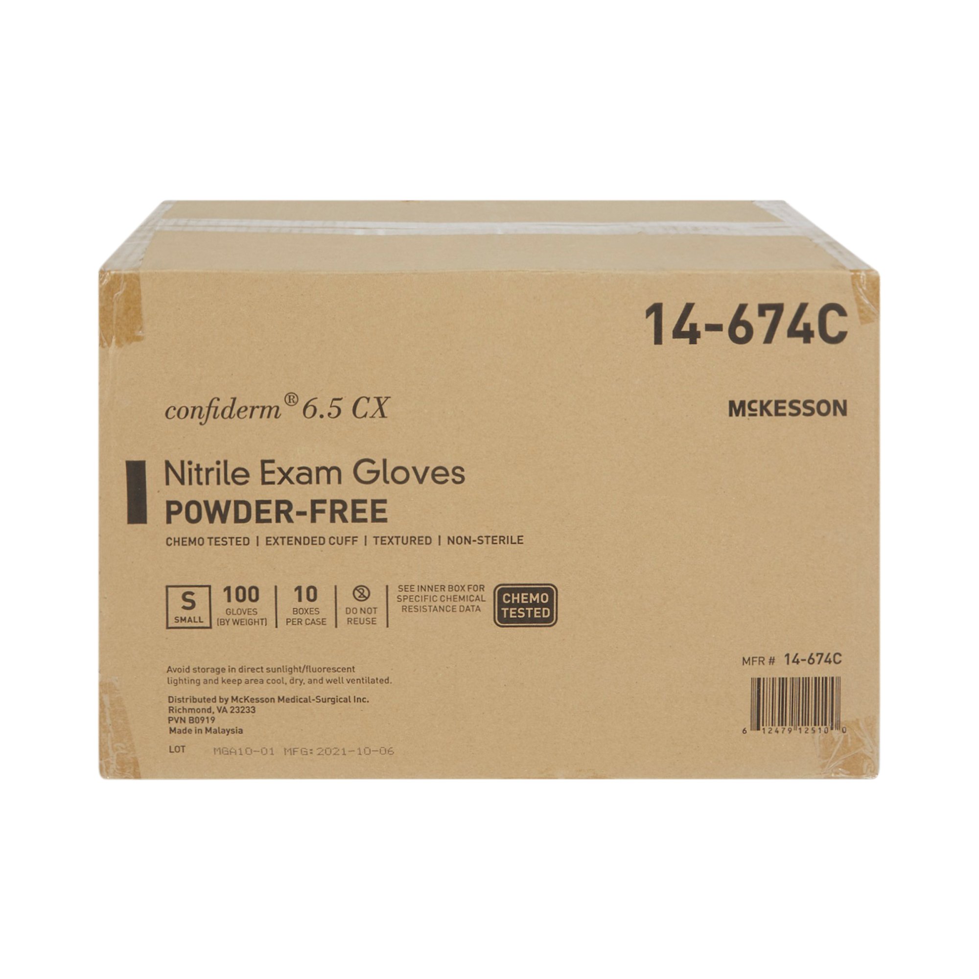 McKesson Brand 14-674C - McKesson Confiderm® 6.5CX Nitrile Extended Cuff Length Exam Glove, Small, Blue - 100/Box, 1000/Case