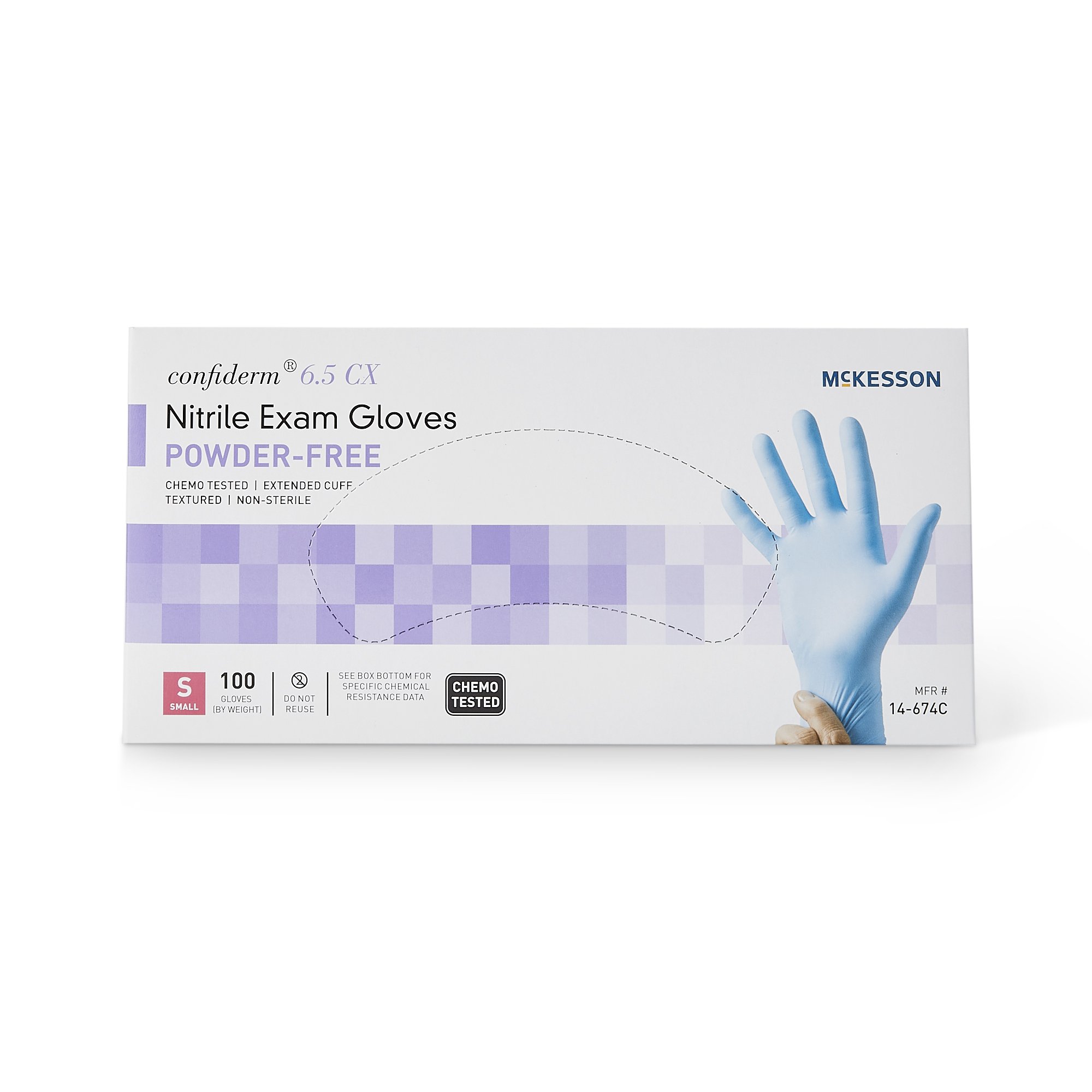 McKesson Brand - 14-674C McKesson Confiderm® 6.5CX Nitrile Extended Cuff Length Exam Glove