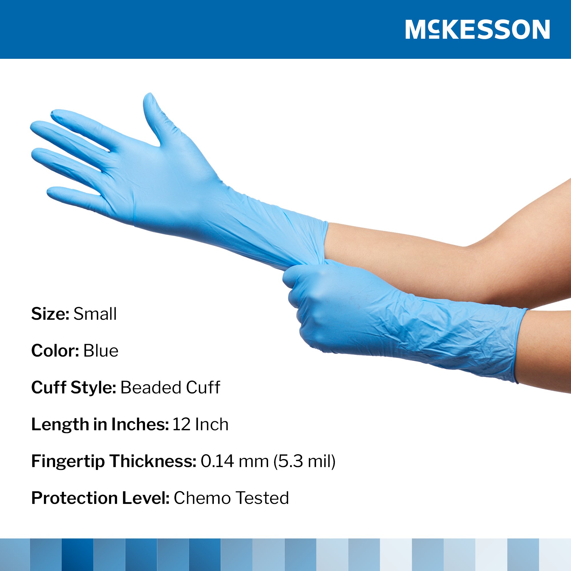 McKesson Brand - 14-674C McKesson Confiderm® 6.5CX Nitrile Extended Cuff Length Exam Glove