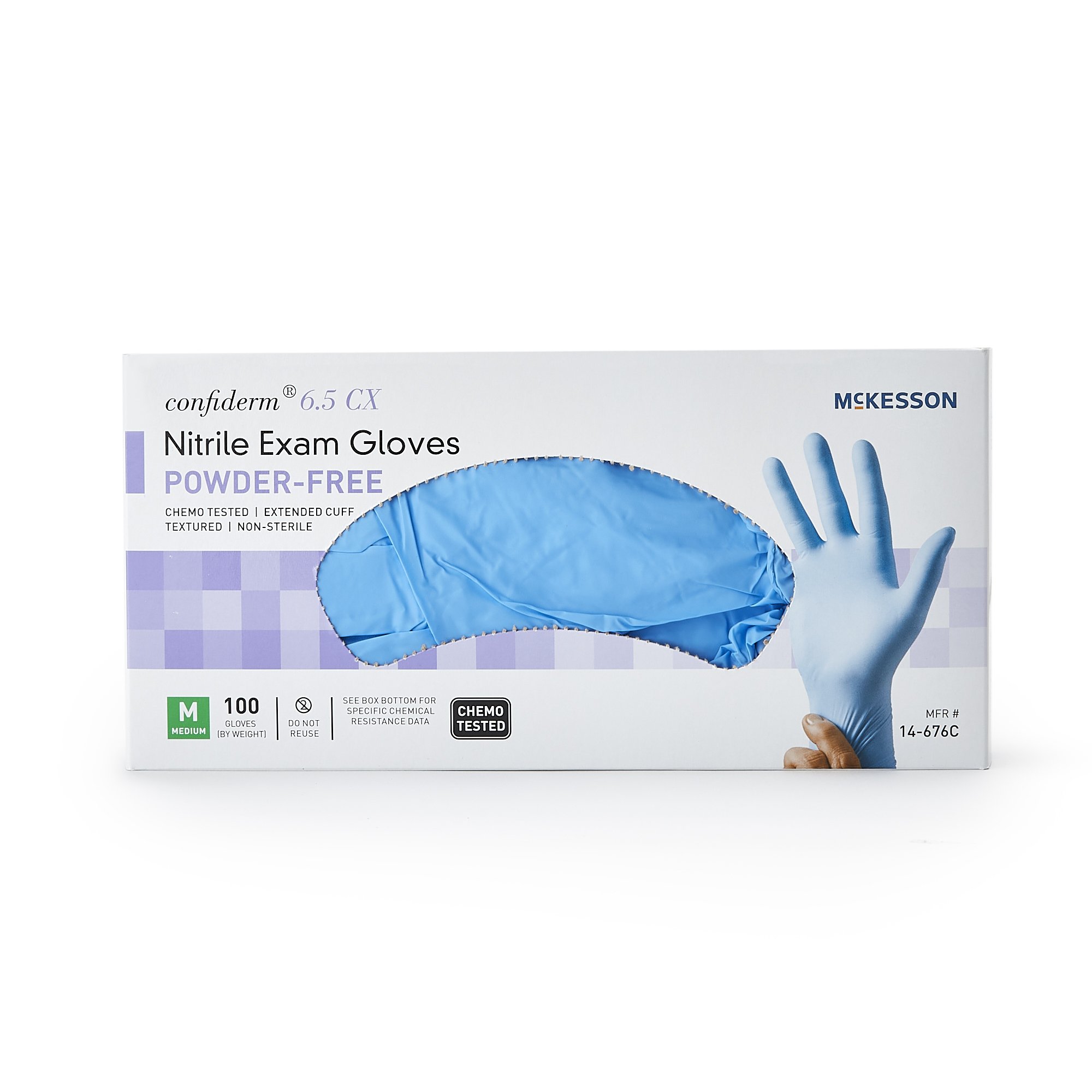 McKesson Brand - 14-676C McKesson Confiderm® 6.5CX Nitrile Extended Cuff Length Exam Glove