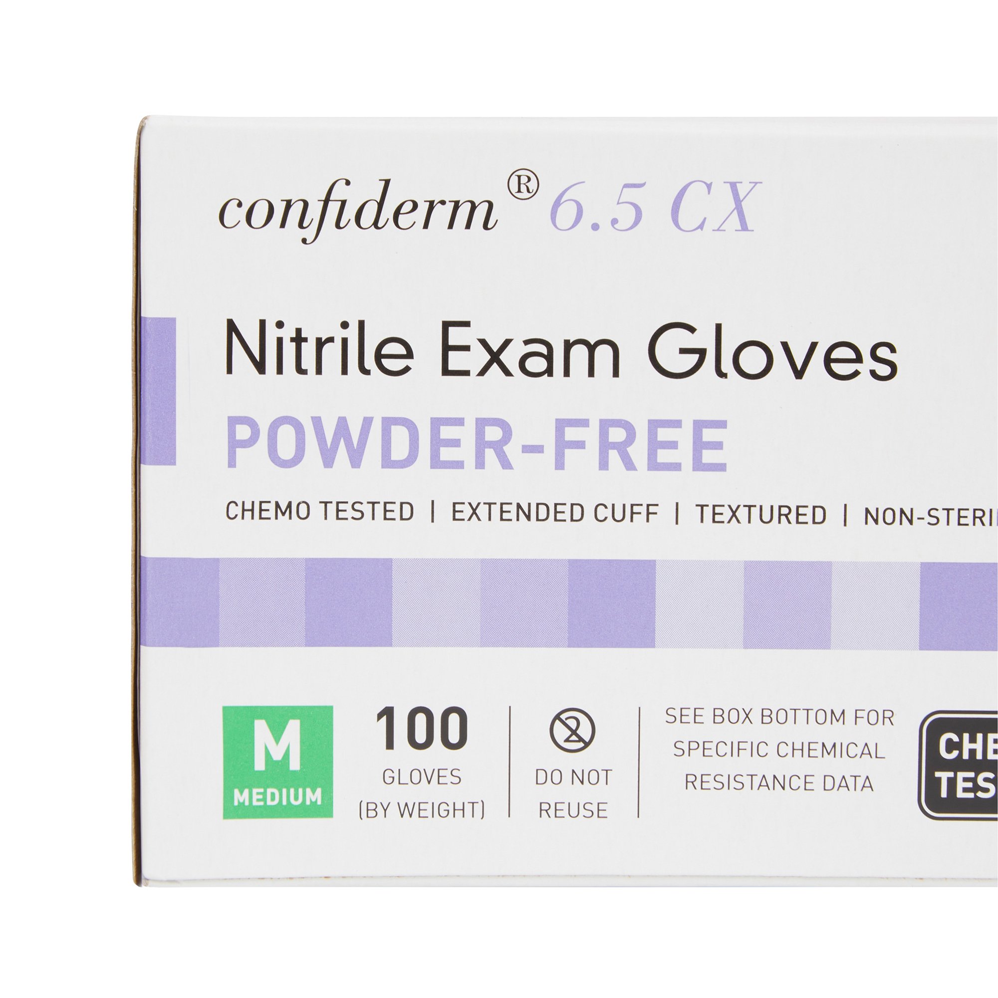 McKesson Brand 14-676C - McKesson Confiderm® 6.5CX Nitrile Extended Cuff Length Exam Glove, Medium, Blue - 100/Box, 1000/Case