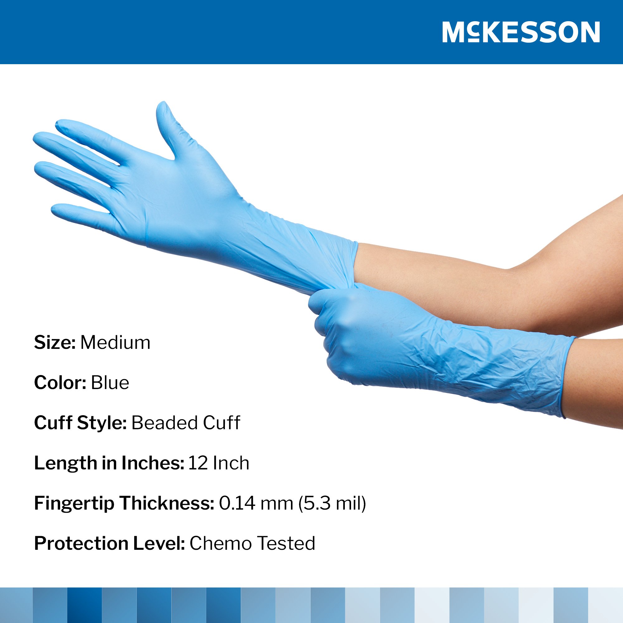 McKesson Brand - 14-676C McKesson Confiderm® 6.5CX Nitrile Extended Cuff Length Exam Glove