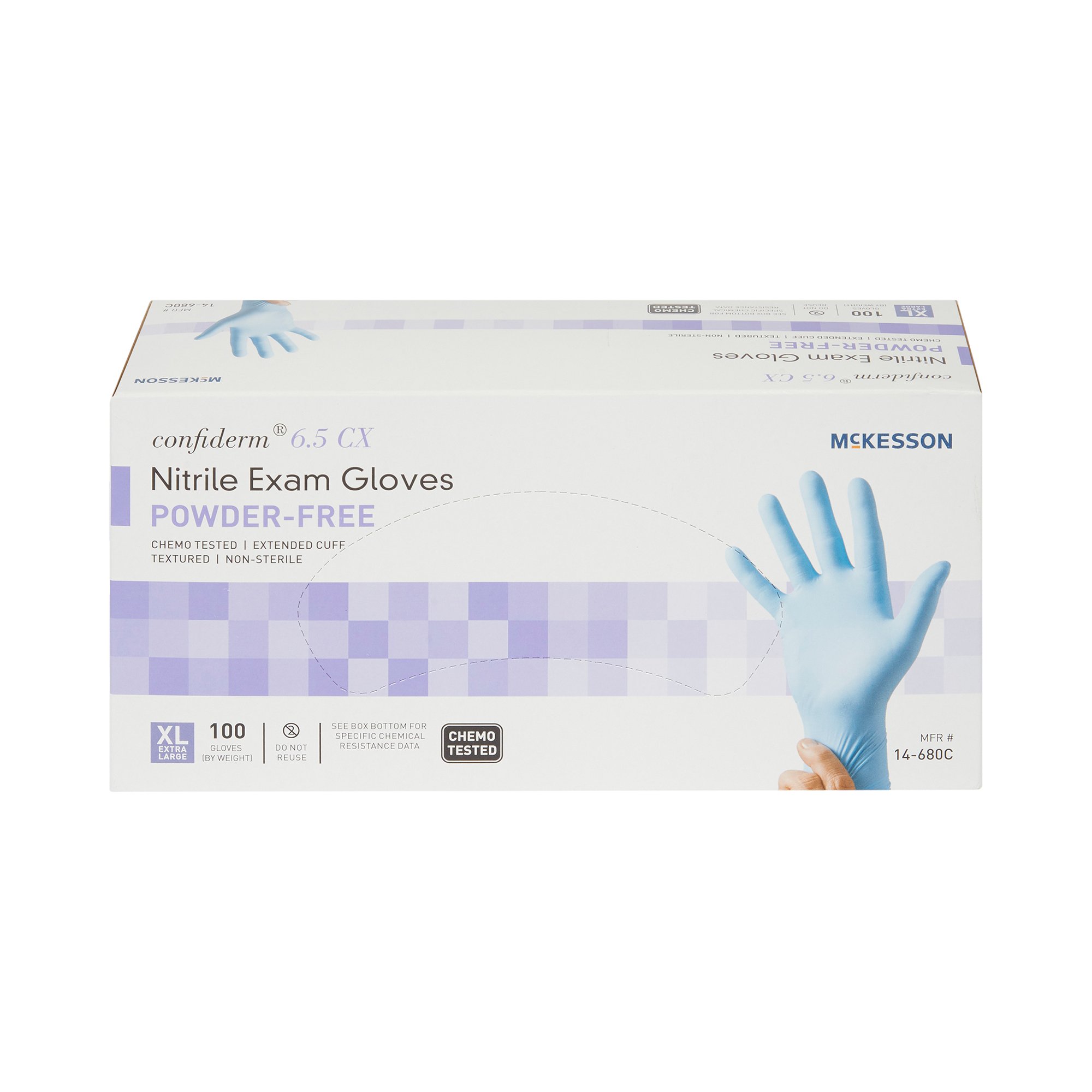 McKesson Brand - 14-680C McKesson Confiderm® 6.5CX Nitrile Extended Cuff Length Exam Glove