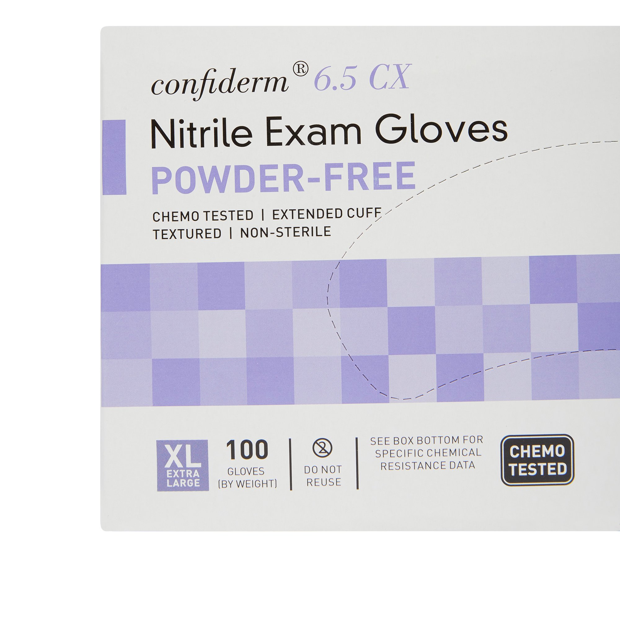 McKesson Brand 14-680C - McKesson Confiderm® 6.5CX Nitrile Extended Cuff Length Exam Glove, X-Large, Blue - 100/Box, 1000/Case