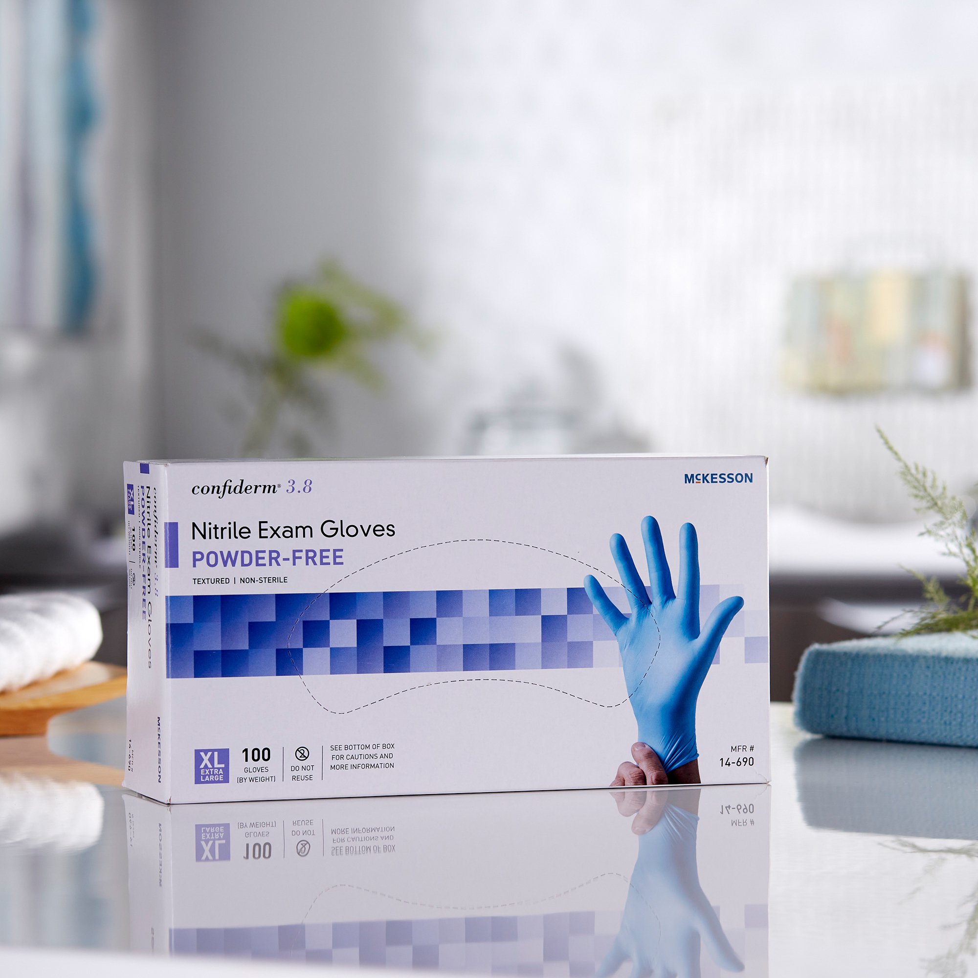 McKesson Brand 14-690 - McKesson Confiderm® 3.8 Nitrile Exam Glove, Extra Large, Blue - 100/Box, 1000/Case
