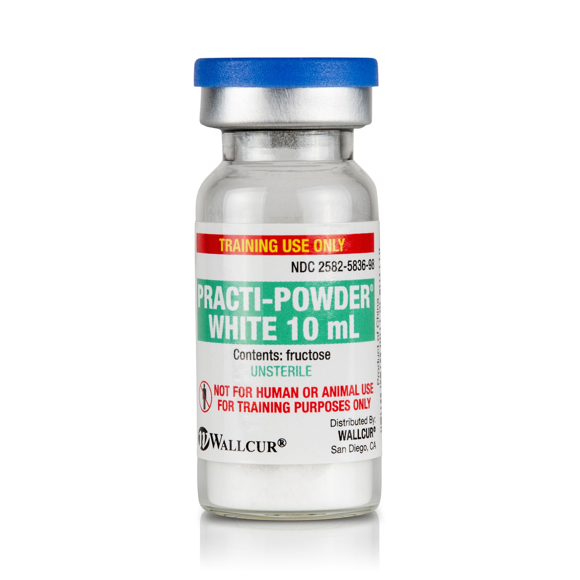 Wallcur - 427PW Clinical Training Medication Practi-Powder White™ Powder Vial 10 mL