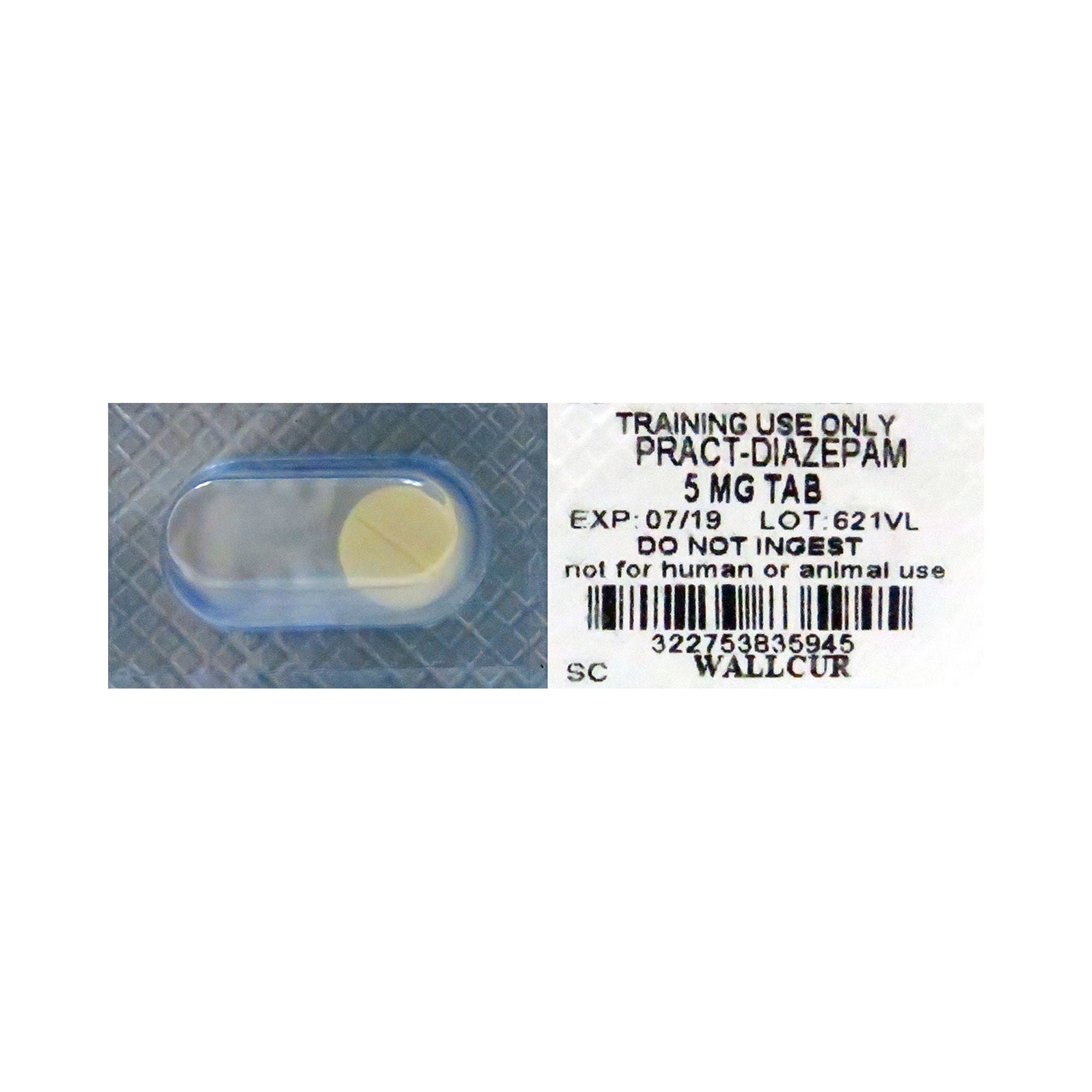 Wallcur - 621VL Clinical Training Medication Practi-Diazepam™ Oral Med Tablet Blister Pack 5 mg per Dose