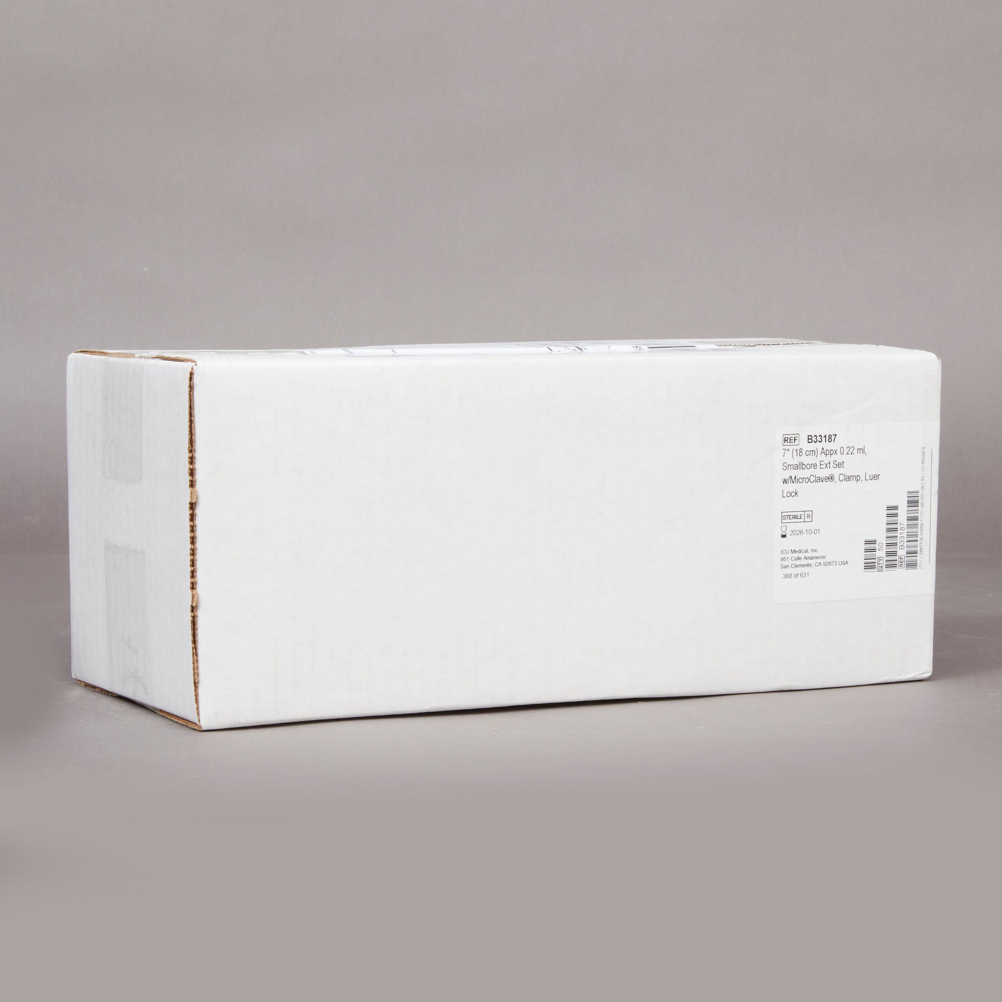 ICU Medical - B33187 IV Extension Set ICU Small Bore 7 Inch Tubing