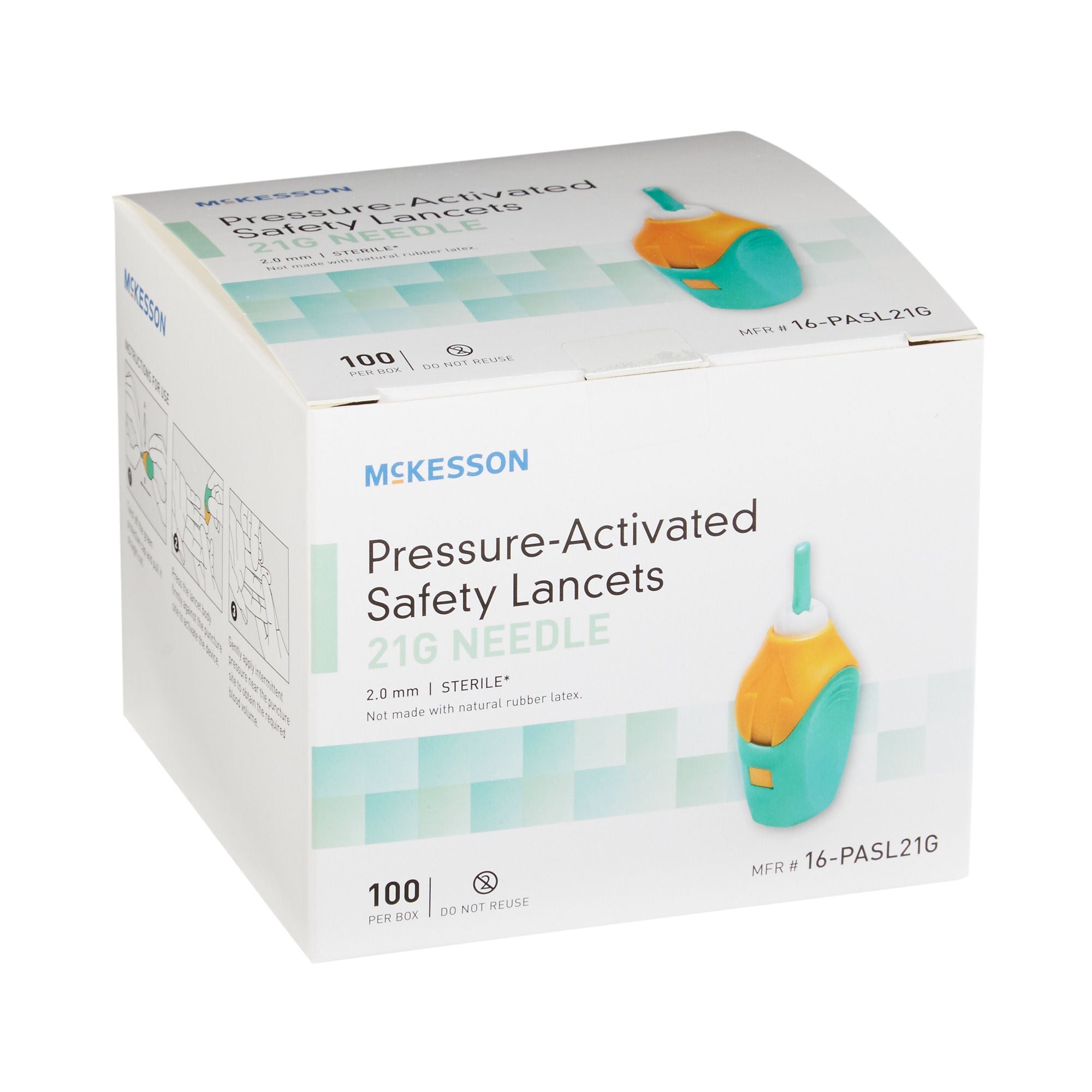 McKesson Brand - 16-PASL21G Safety Lancet McKesson 21 Gauge Retractable Pressure Activated Multiple Sites