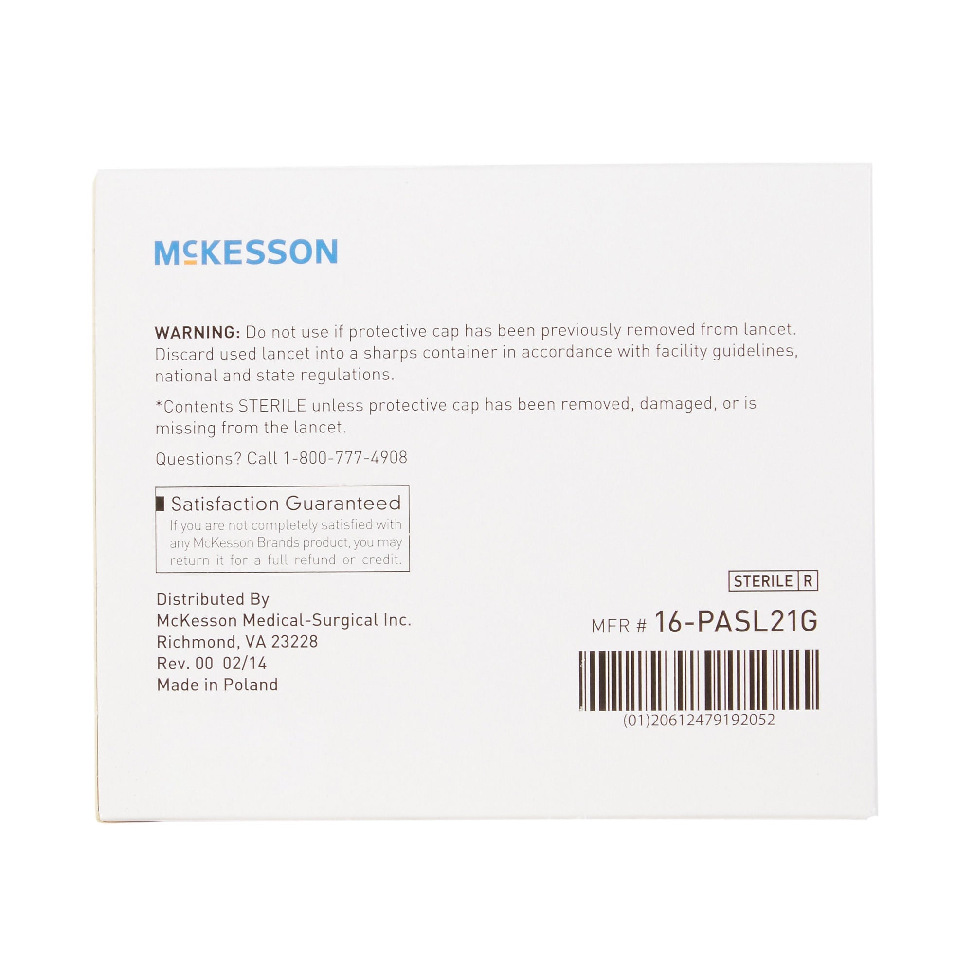 McKesson Brand - 16-PASL21G Safety Lancet McKesson 21 Gauge Retractable Pressure Activated Multiple Sites