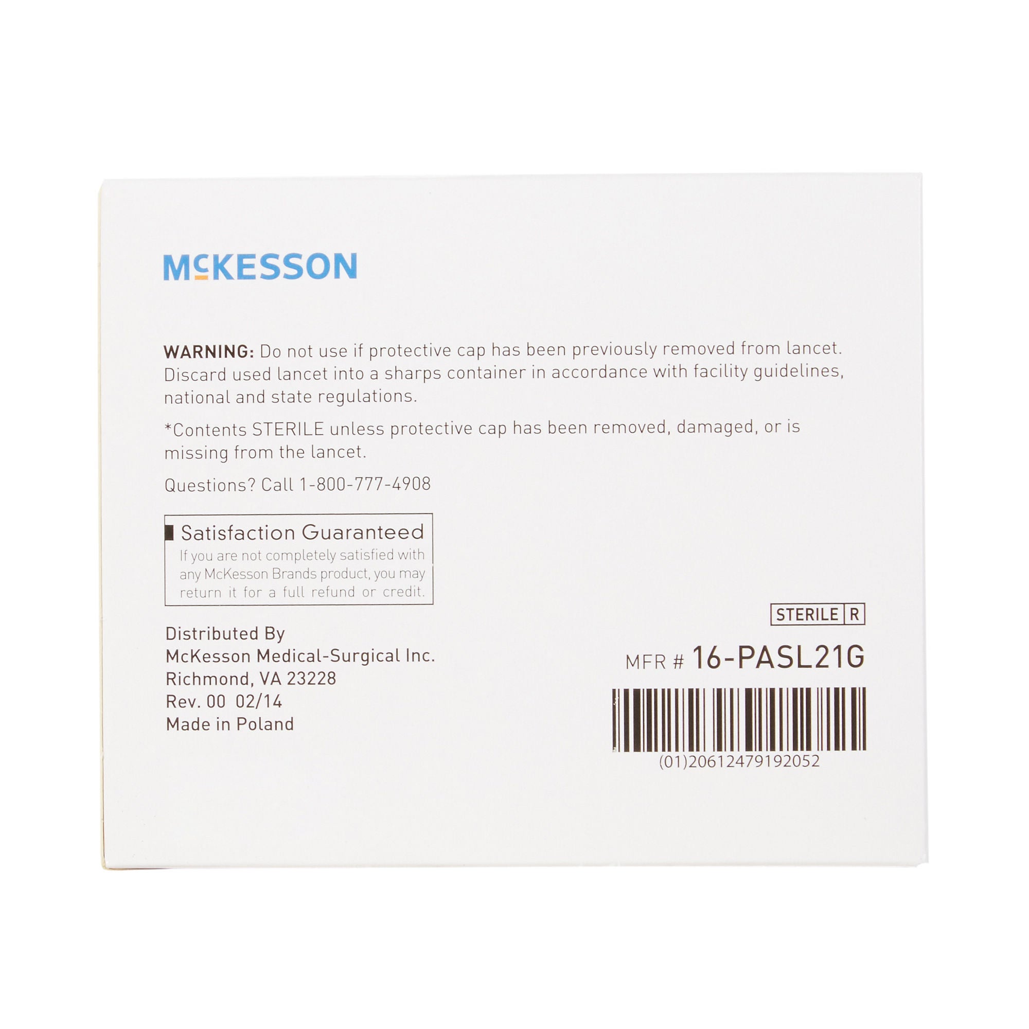 McKesson Brand - 16-PASL21G Safety Lancet McKesson 21 Gauge Retractable Pressure Activated Multiple Sites