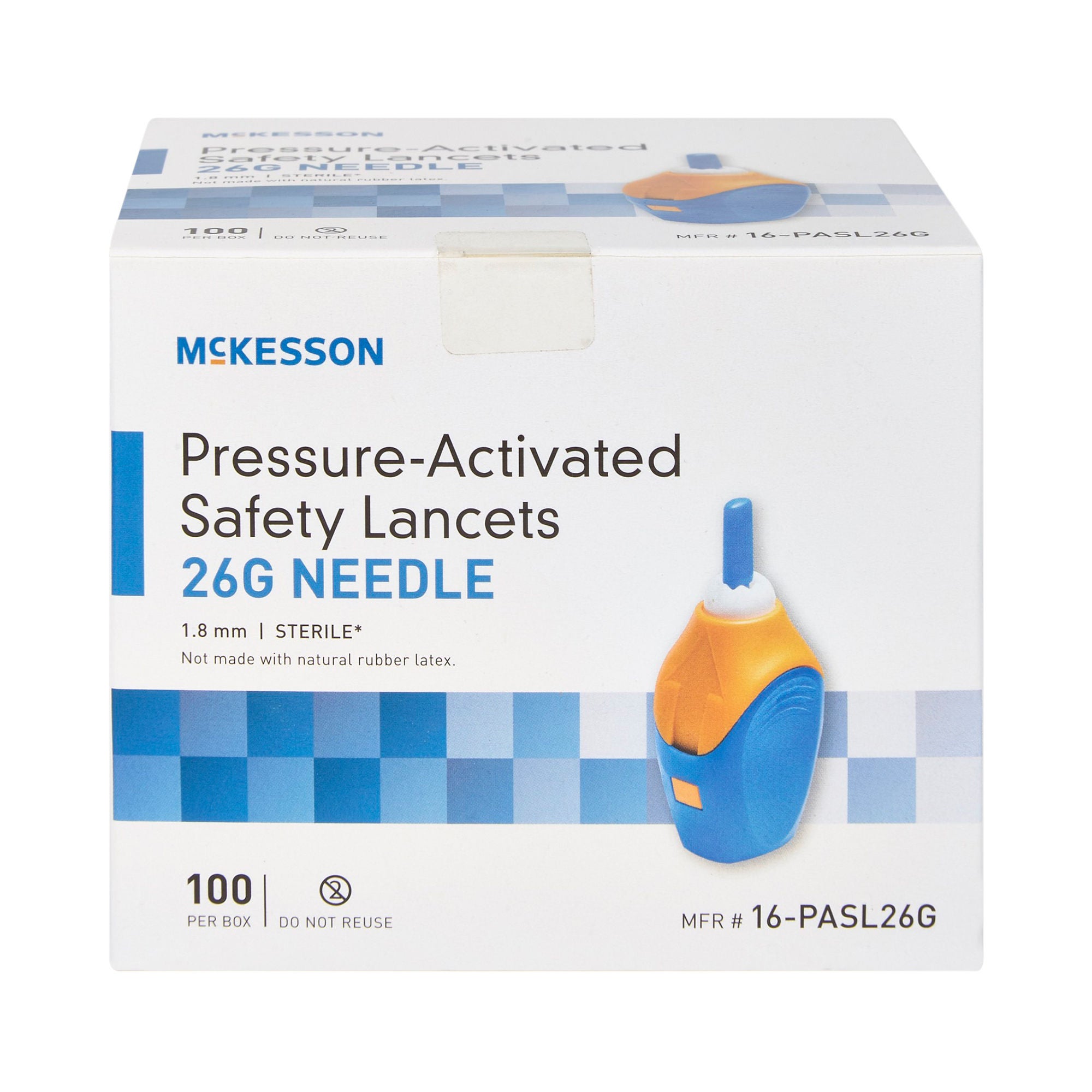 McKesson Brand - 16-PASL26G Safety Lancet McKesson 26 Gauge Retractable Pressure Activated Finger