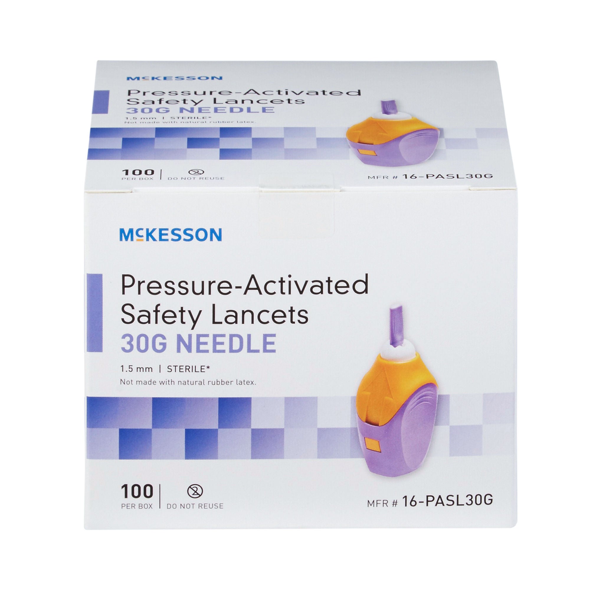 McKesson Brand - 16-PASL30G Safety Lancet McKesson 30 Gauge Retractable Pressure Activated Finger