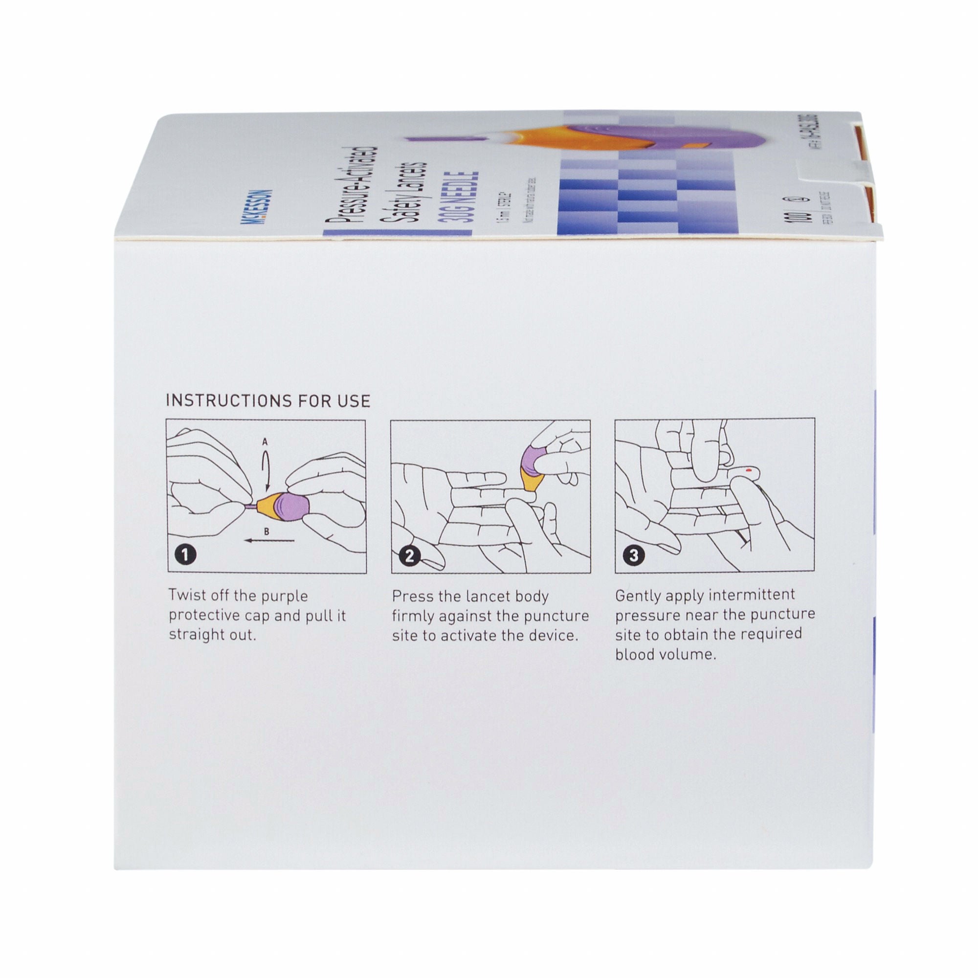 McKesson Brand - 16-PASL30G Safety Lancet McKesson 30 Gauge Retractable Pressure Activated Finger