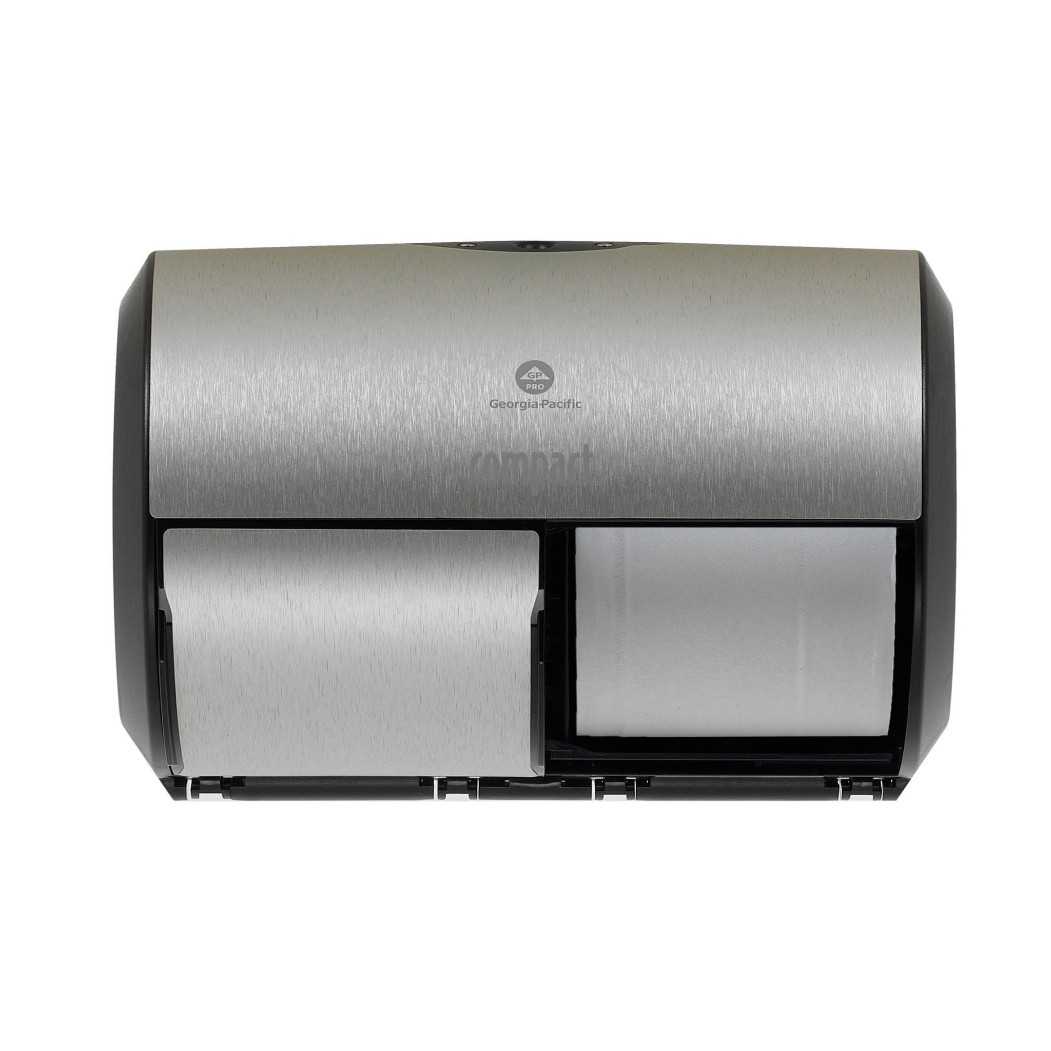 Georgia-Pacific Consumer Products LP - 56796A Toilet Tissue Dispenser Compact® 2-Roll Side-by-Side Faux Stainless Plastic Manual 2 Rolls Wall Mount