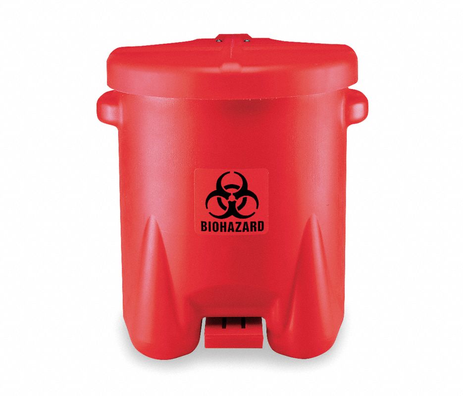 Grainger - 4RF69 Biohazard Waste Container EAGLE Red Base 21 X 18 X 22 Inch Horizontal / Vertical Entry 14 gal.