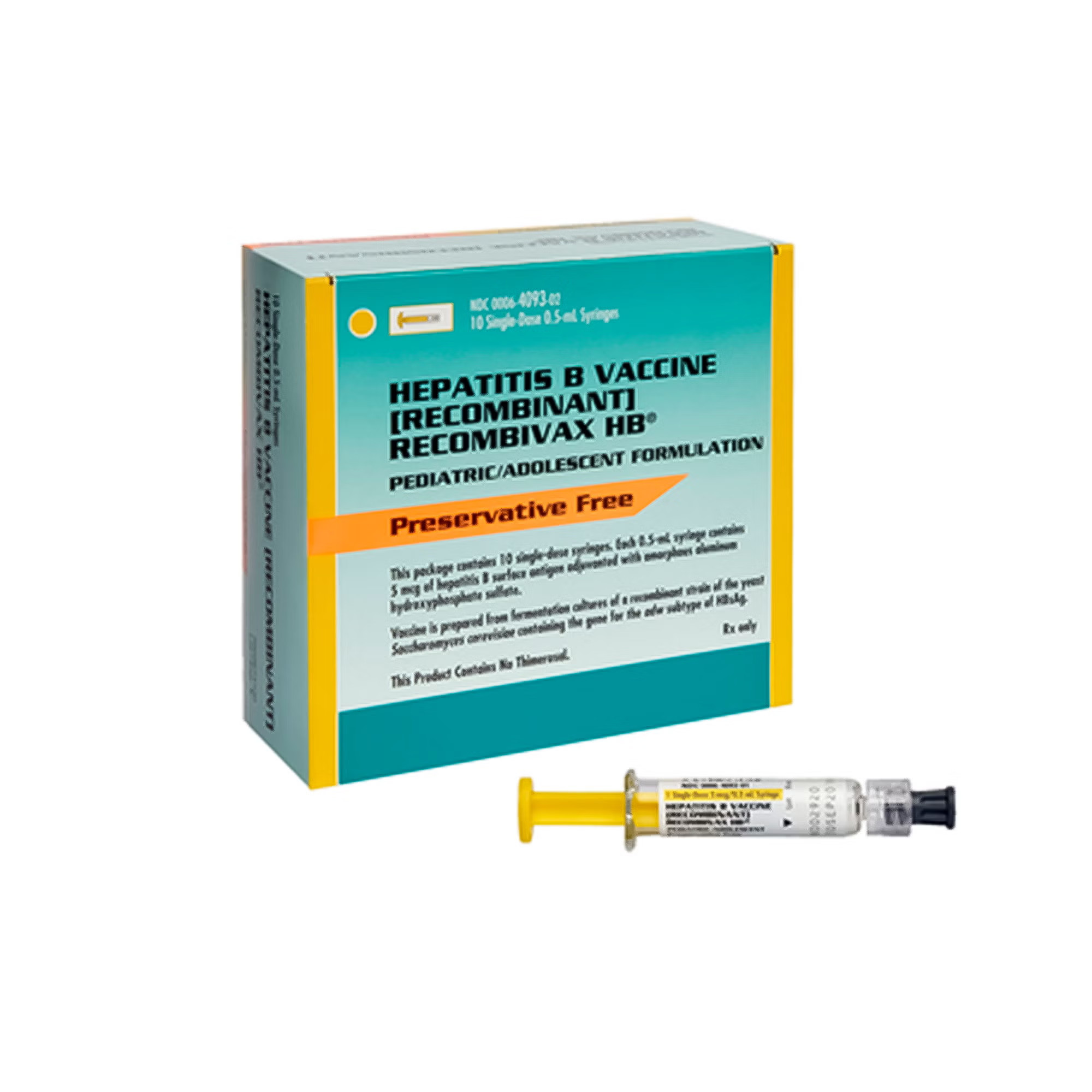 Merck - 00006409302 Recombivax HB® Hepatitis B Virus Vaccine (Recombinant), Preservative Free 5 mcg / 0.5 mL Injection 0.5 mL