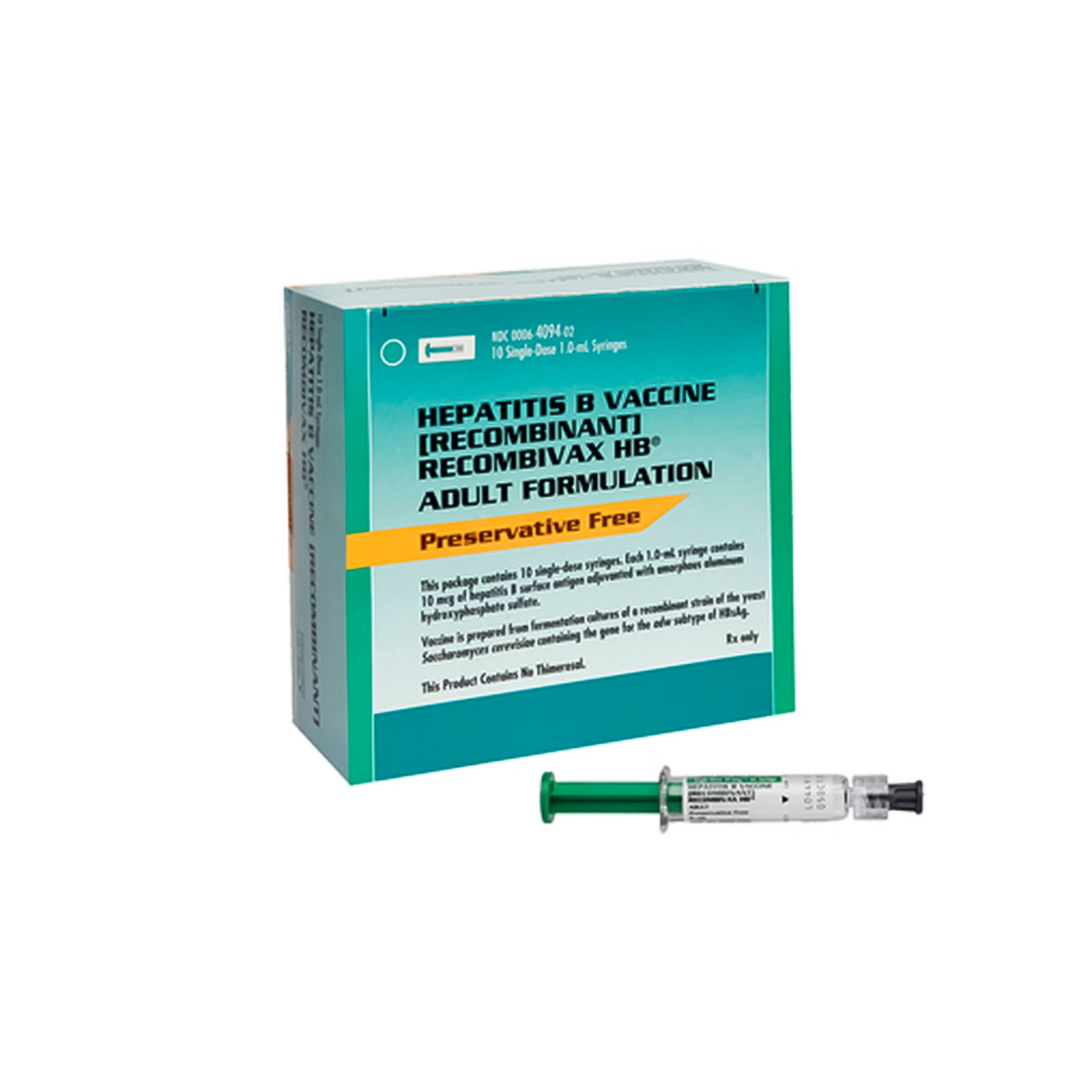 Merck - 00006409402 Recombivax HB® Adult Hepatitis B Virus Vaccine (Recombinant), Preservative Free 10 mcg / mL Injection 1 mL