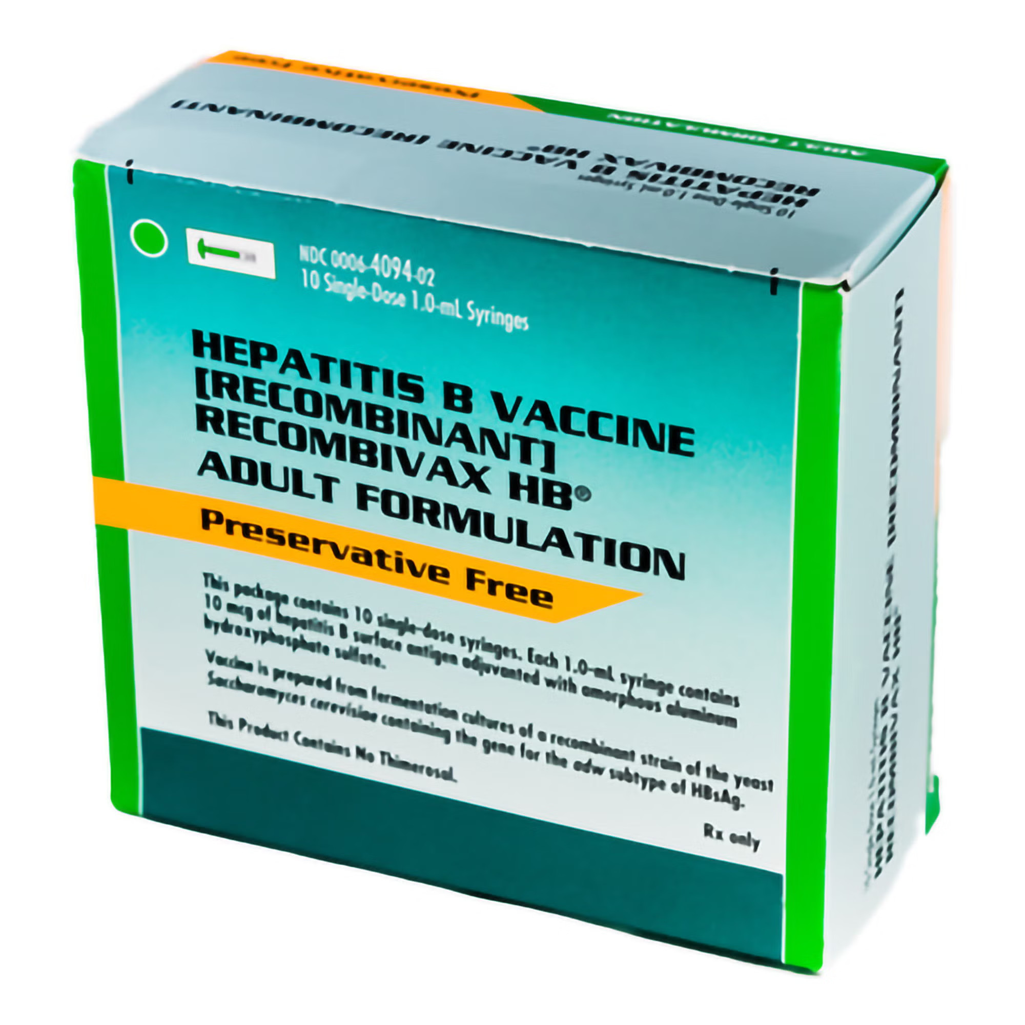Merck - 00006409402 Recombivax HB® Adult Hepatitis B Virus Vaccine (Recombinant), Preservative Free 10 mcg / mL Injection 1 mL