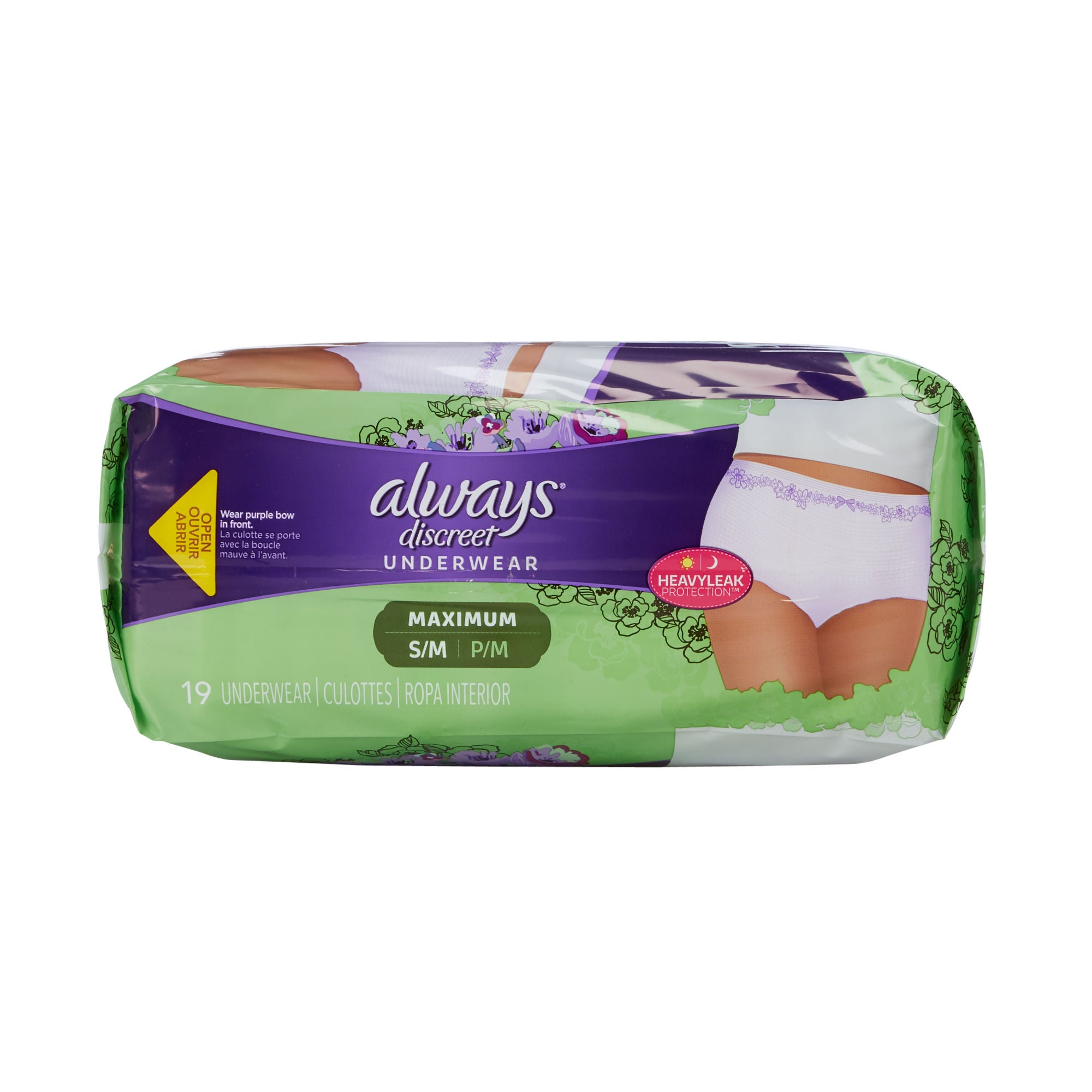 Procter & Gamble - 10037000887369 Absorbent Underwear Always® Discreet Pull On with Tear Away Seams Adult Small / Medium Female Disposable Heavy Absorbency