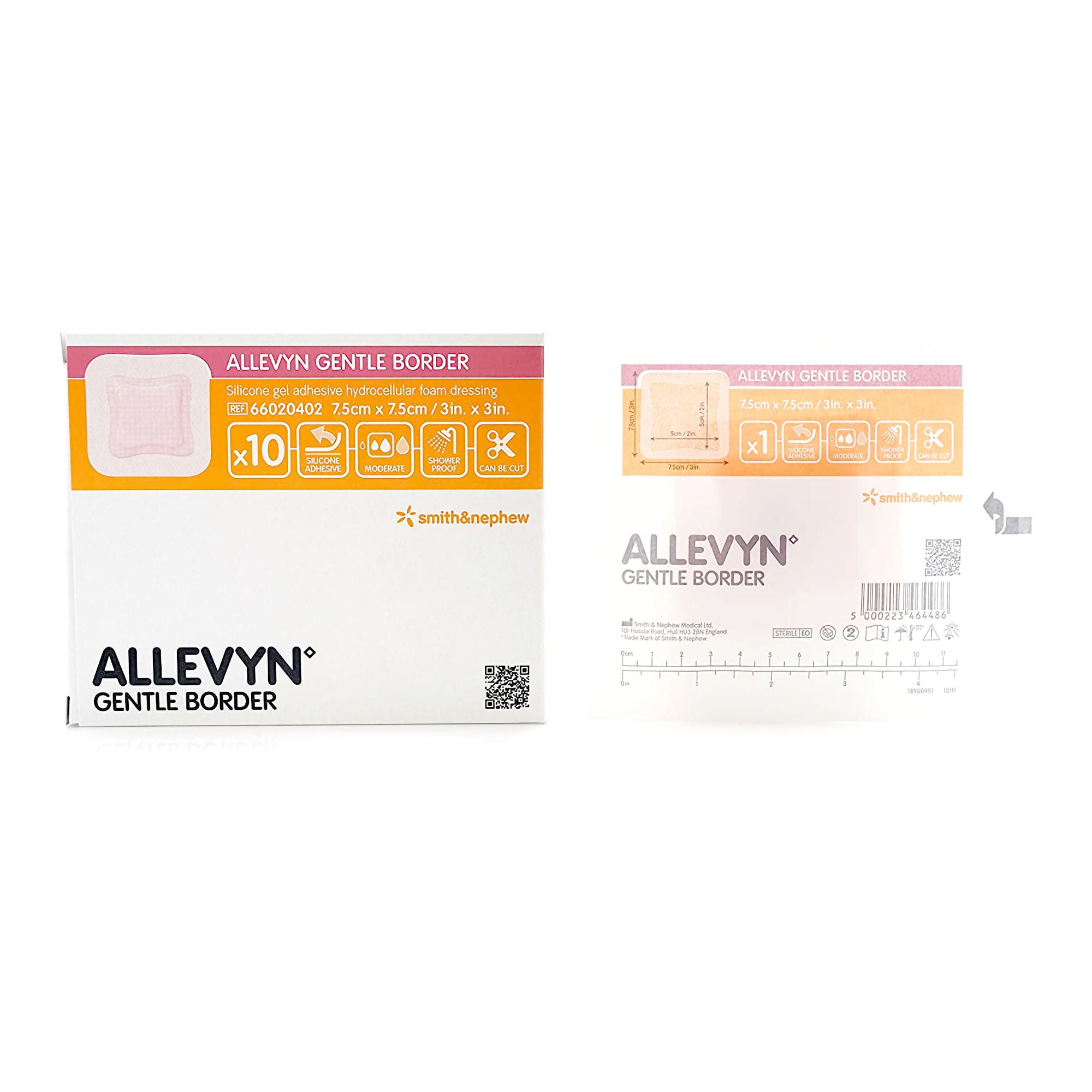 Smith & Nephew - 66020402 Foam Dressing Allevyn Gentle Border 3 X 3 Inch With Border Film Backing Silicone Gel Adhesive Square Sterile