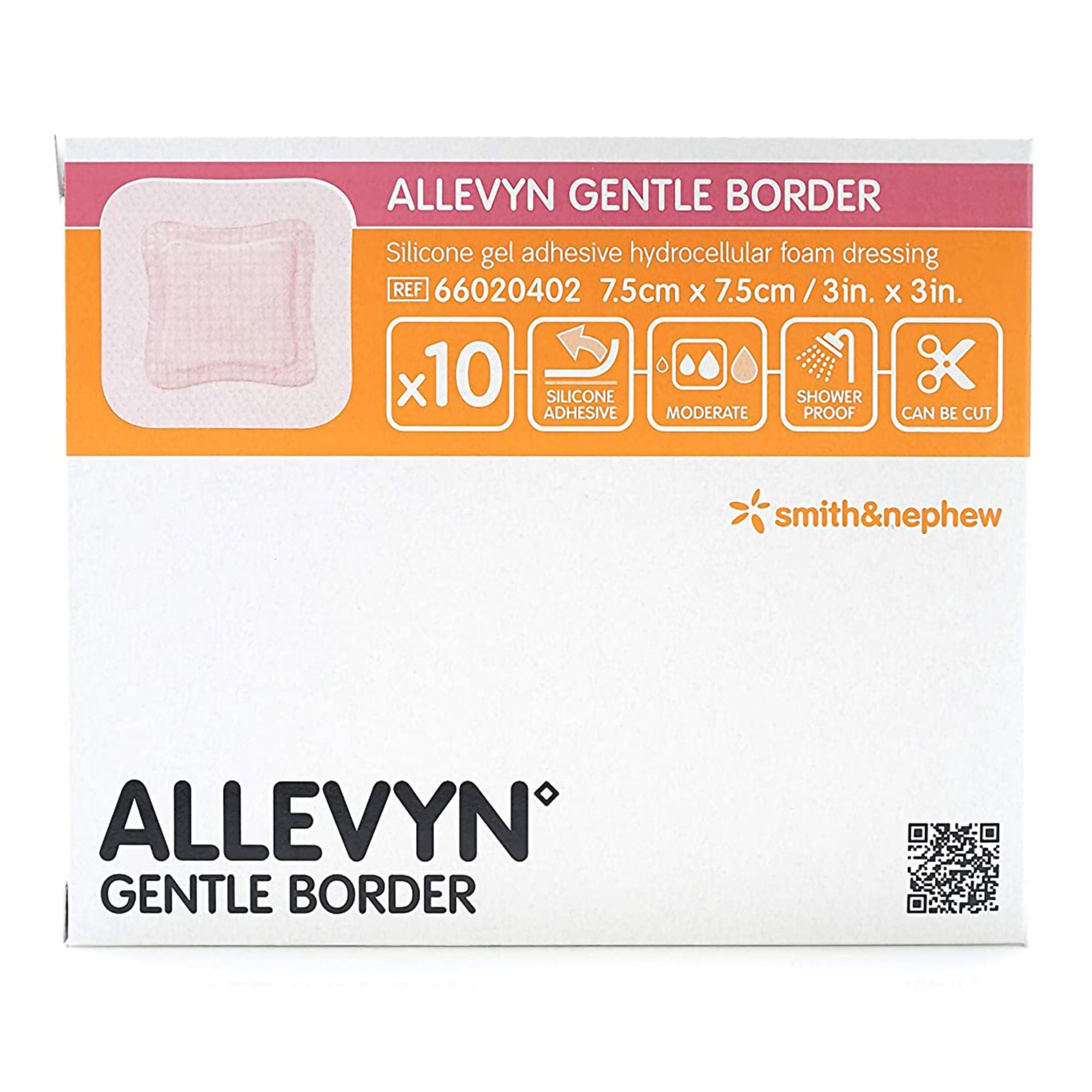Smith & Nephew - 66020402 Foam Dressing Allevyn Gentle Border 3 X 3 Inch With Border Film Backing Silicone Gel Adhesive Square Sterile