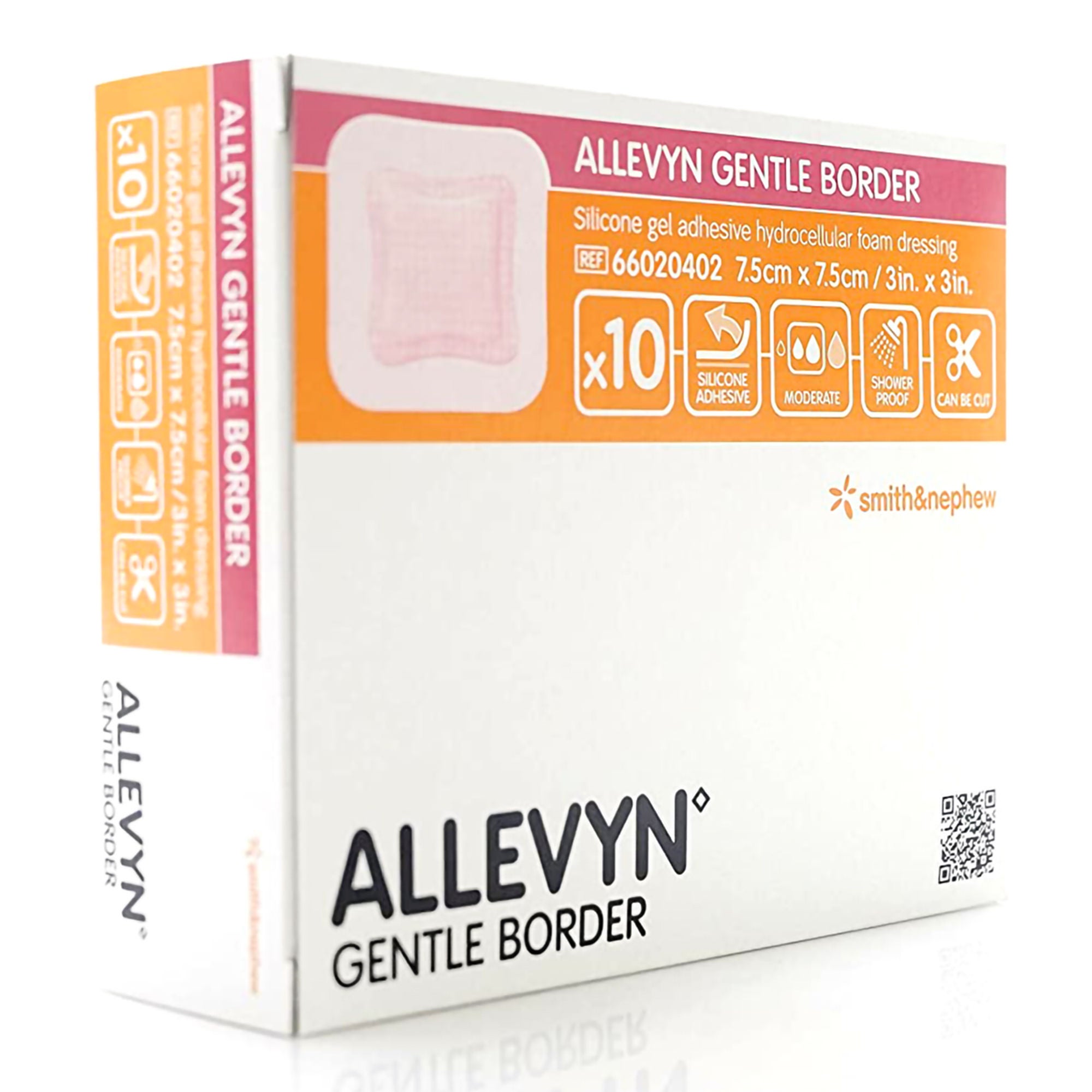 Smith & Nephew - 66020402 Foam Dressing Allevyn Gentle Border 3 X 3 Inch With Border Film Backing Silicone Gel Adhesive Square Sterile