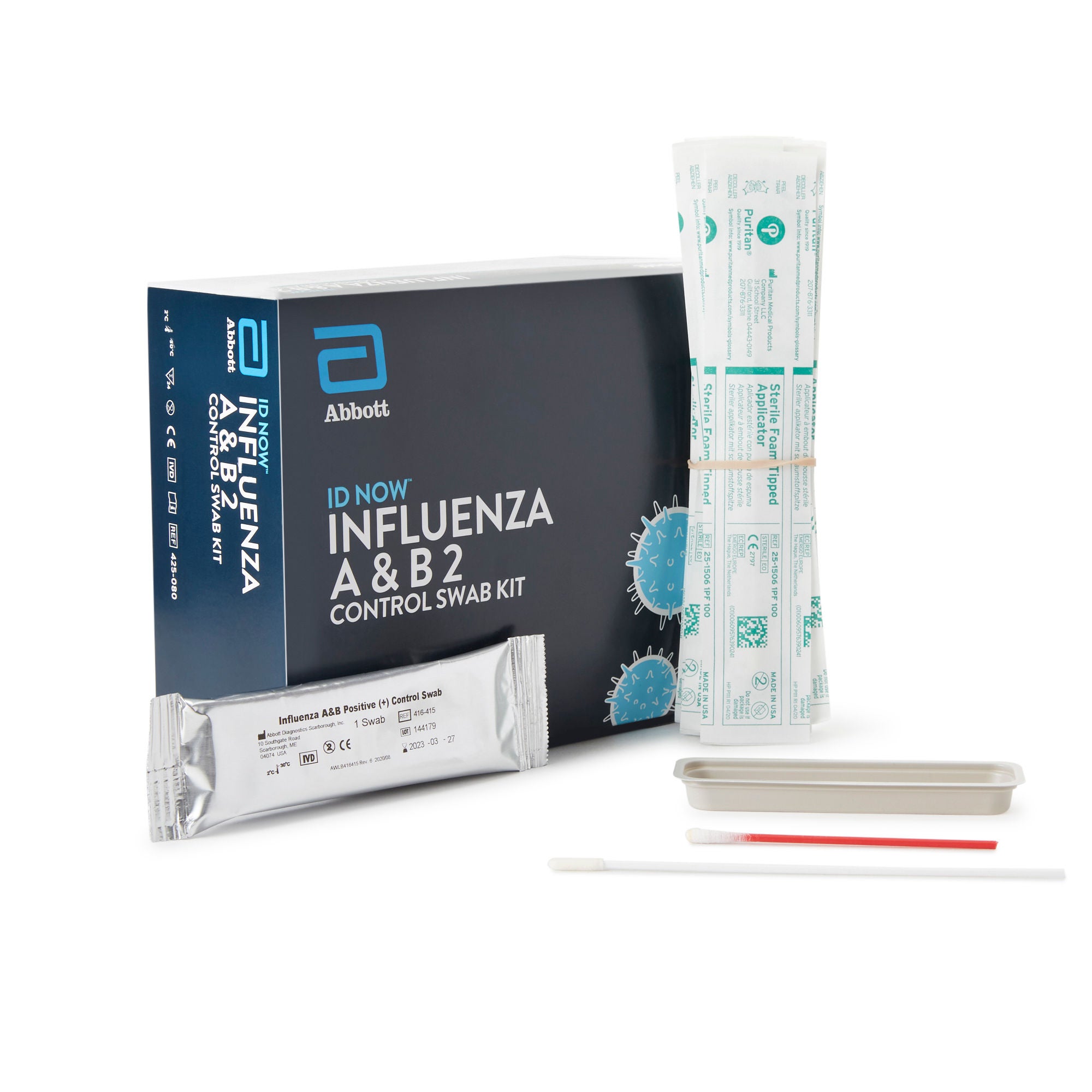 Abbott Rapid Dx North America LLC - 425080 Immunology Control Set ID NOW™ Influenza A + B Positive Level / Negative Level 24 Swabs