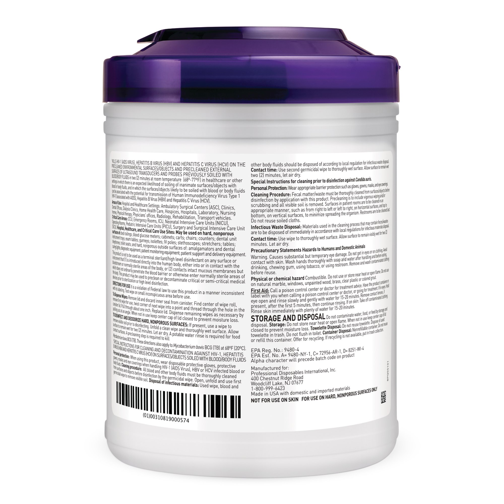 Professional Disposables - Q55172 Super Sani-Cloth® Large Germicidal Disinfectant Wipes